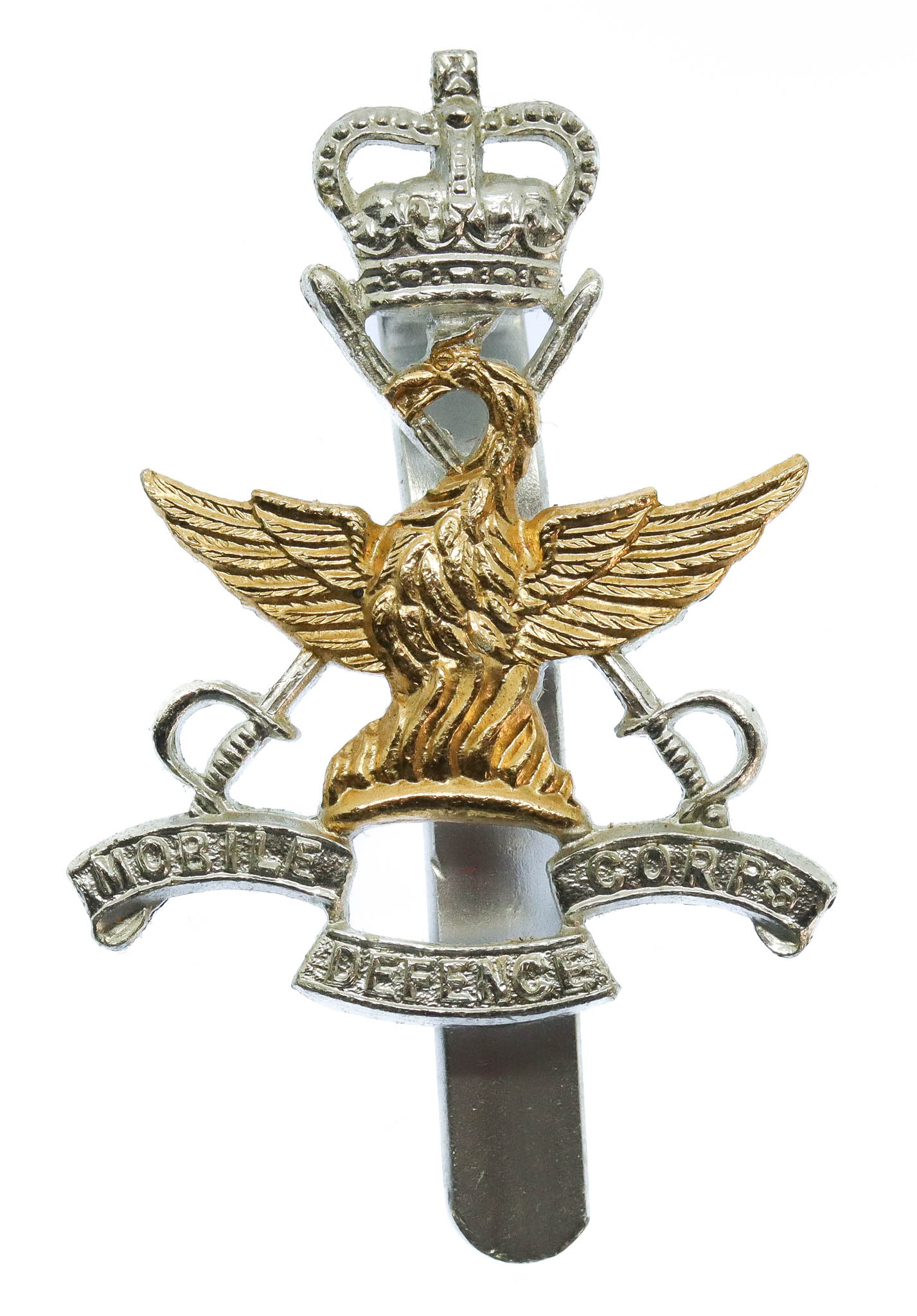 Mobile Defence Corps Anodised (Staybrite) Cap Badge
