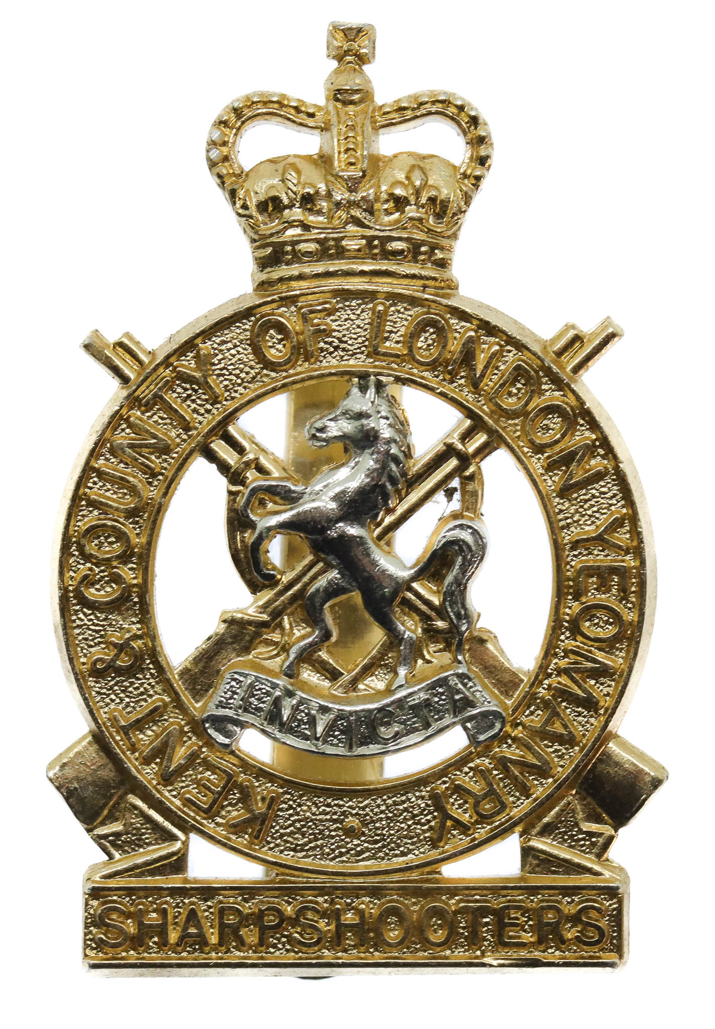 Kent & County of London Yeomanry Anodised (Staybrite) Cap Badge