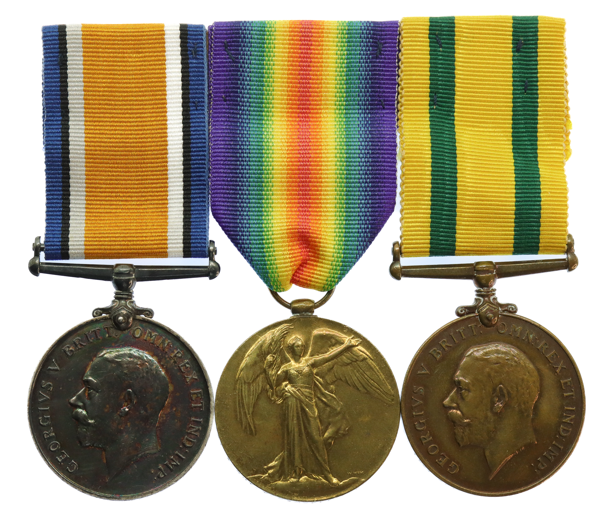 WW1 British War Medal, Victory Medal and Territorial Force War Medal Group of Three - Sjt. T. Manvell, 1st/4th Bn. Devonshire Regiment