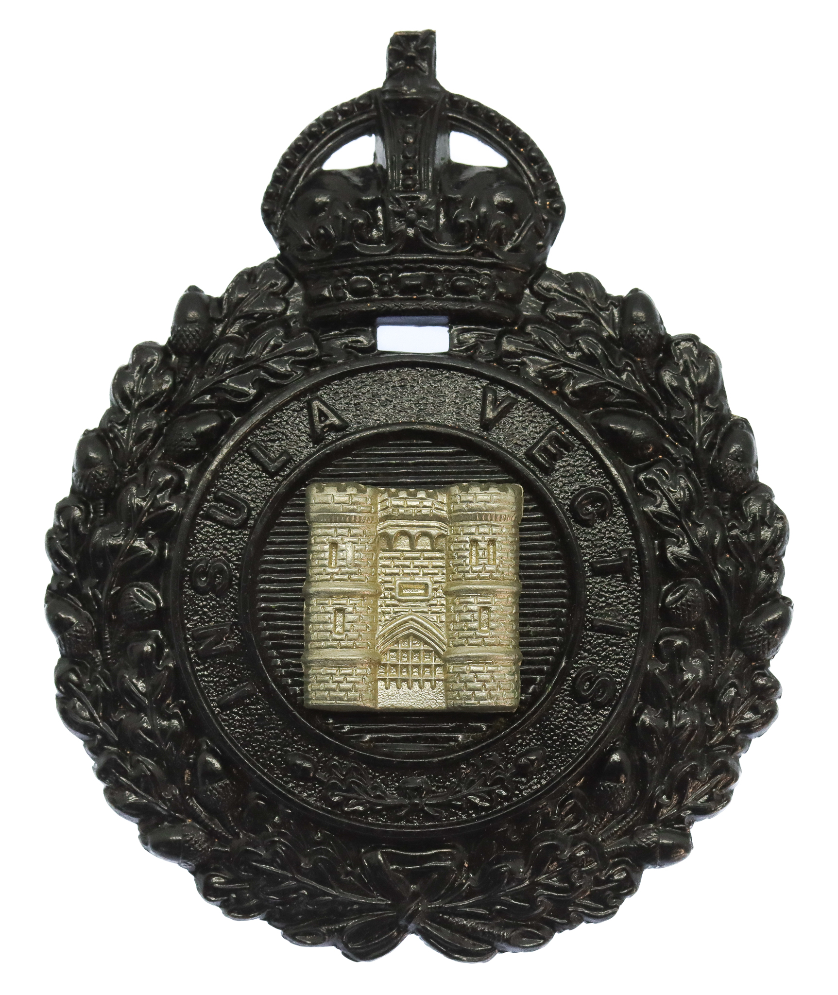 Isle of Wight Police Black Wreath Helmet Plate - King's Crown