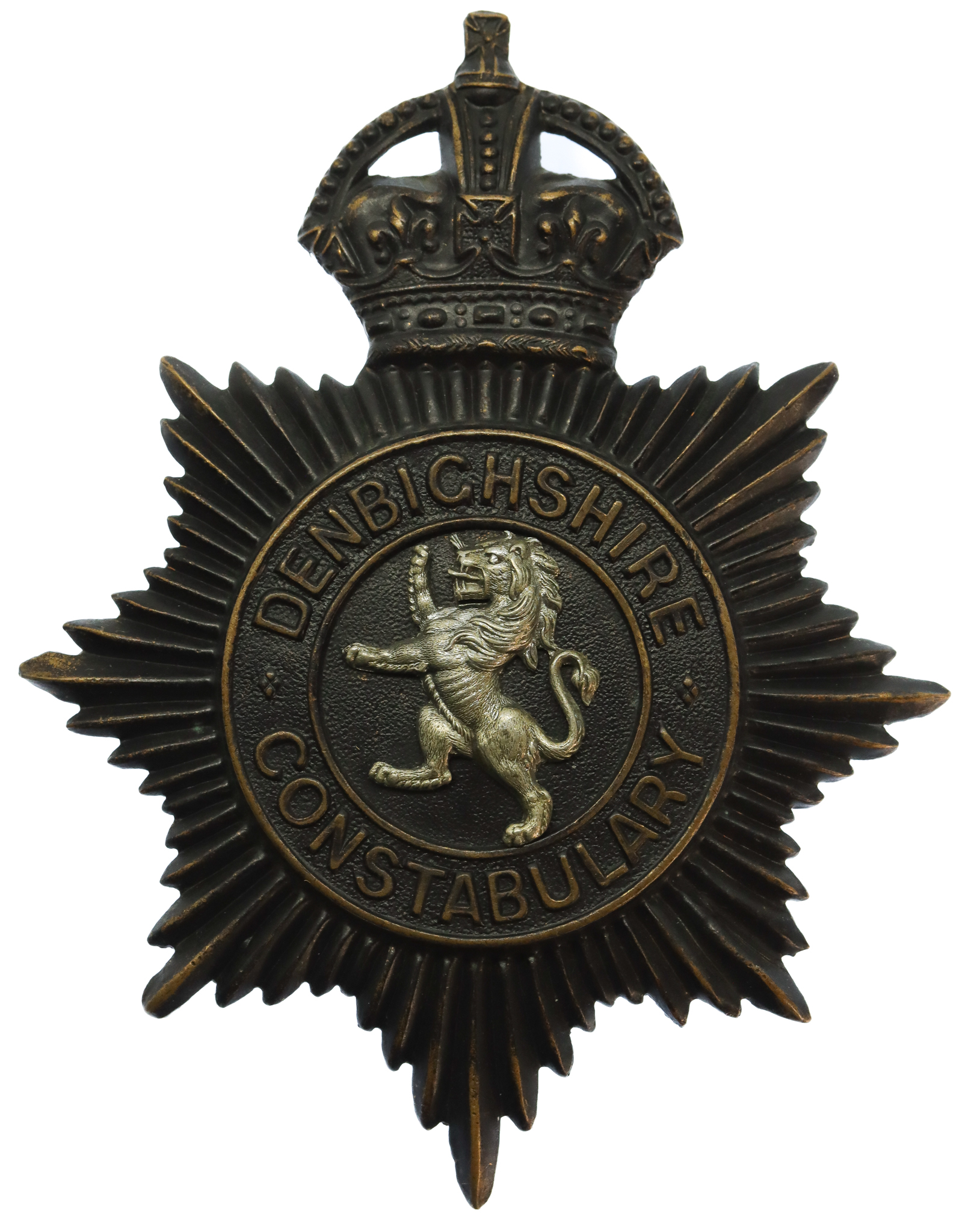 Denbighshire Constabulary Night Helmet Plate - King's Crown