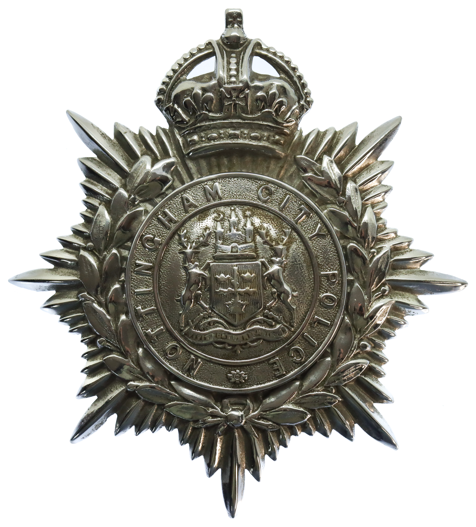 Nottingham City Police Helmet Plate - King's Crown