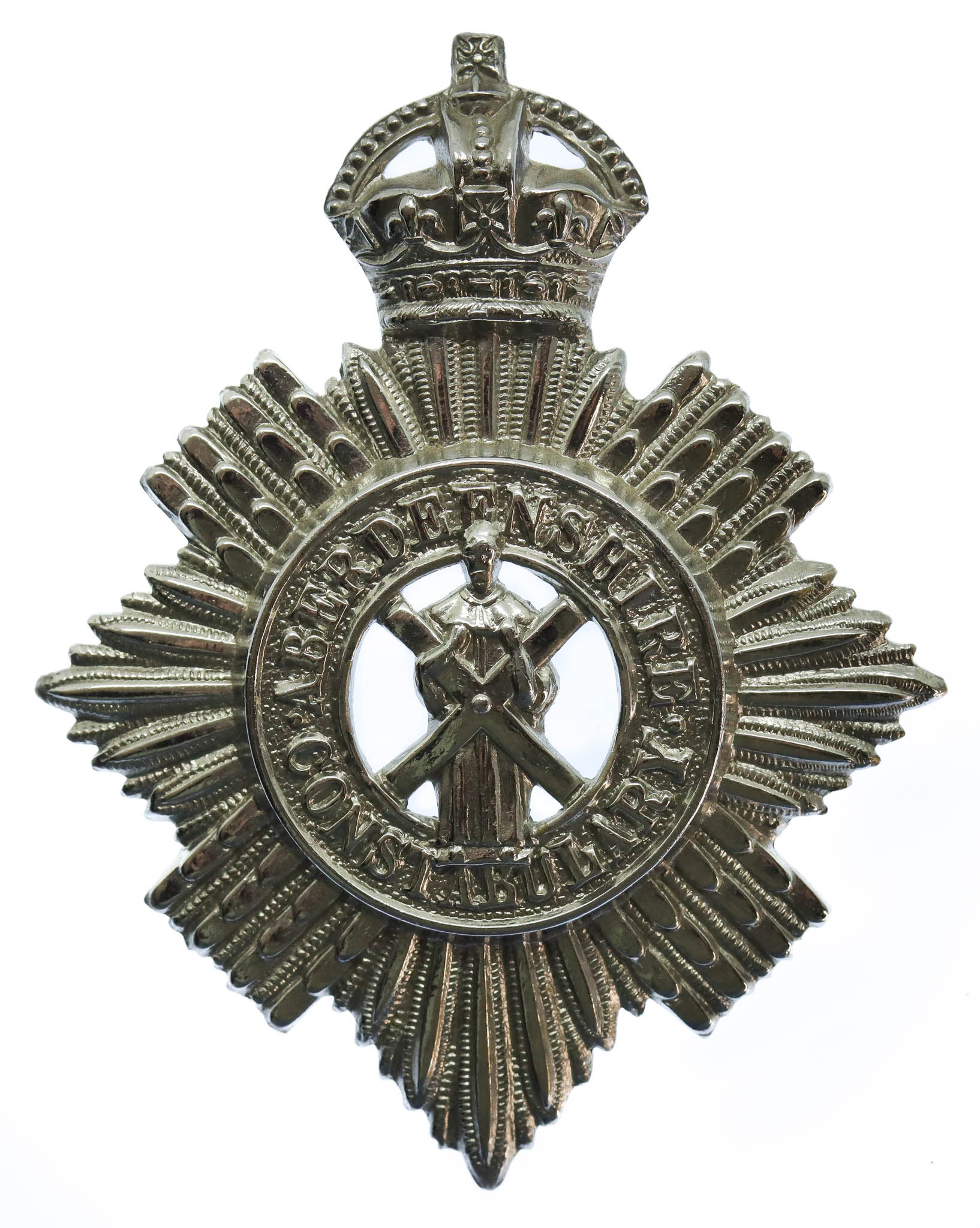 Aberdeenshire Constabulary Helmet Plate/Cap Badge - King's Crown
