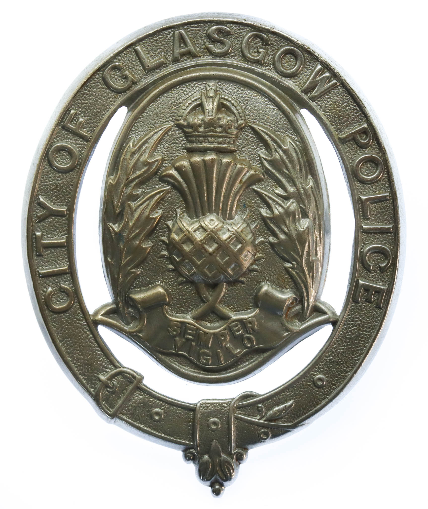 Glasgow City Police Helmet Plate - King's Crown
