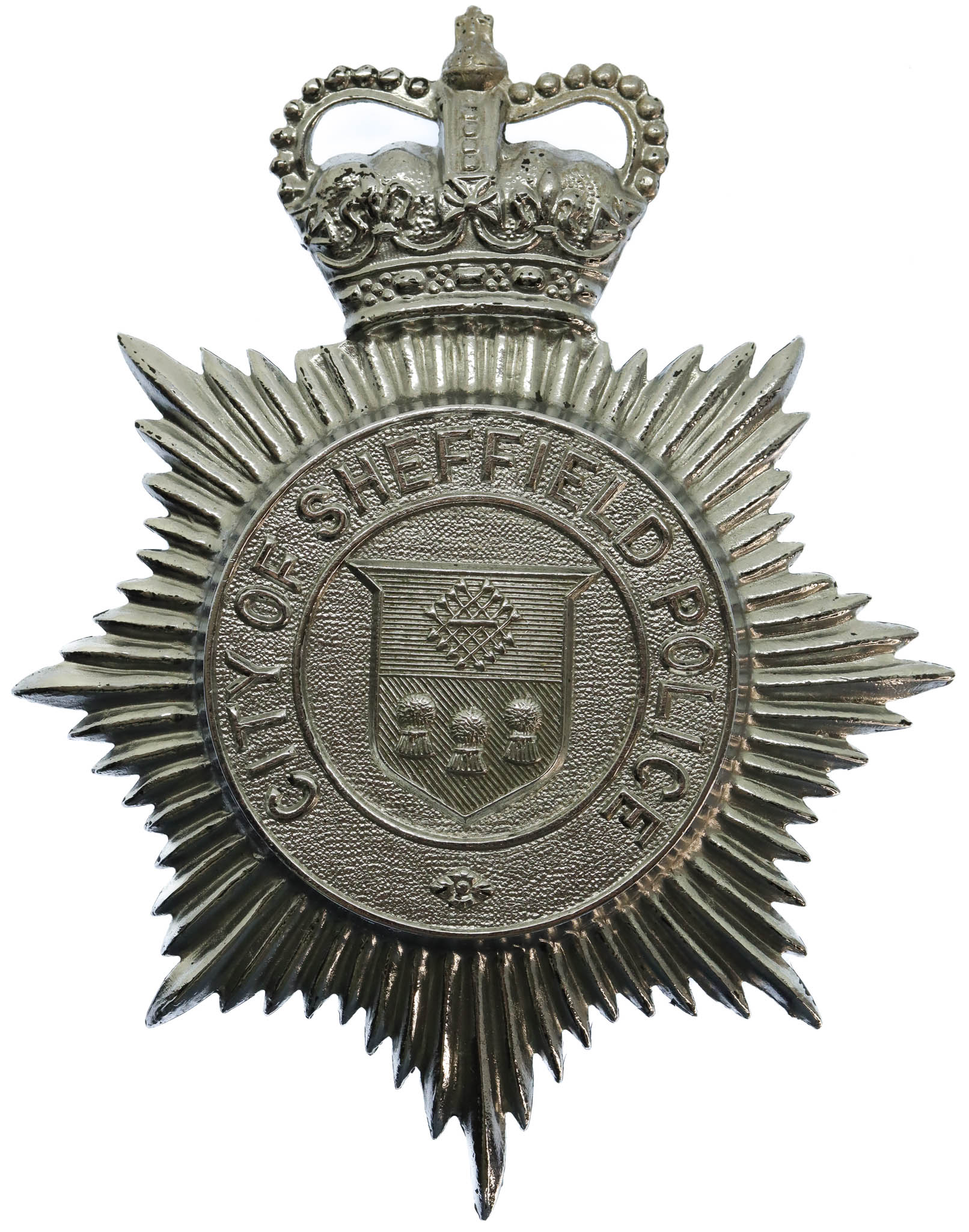Sheffield City Police Helmet Plate - Queen's Crown
