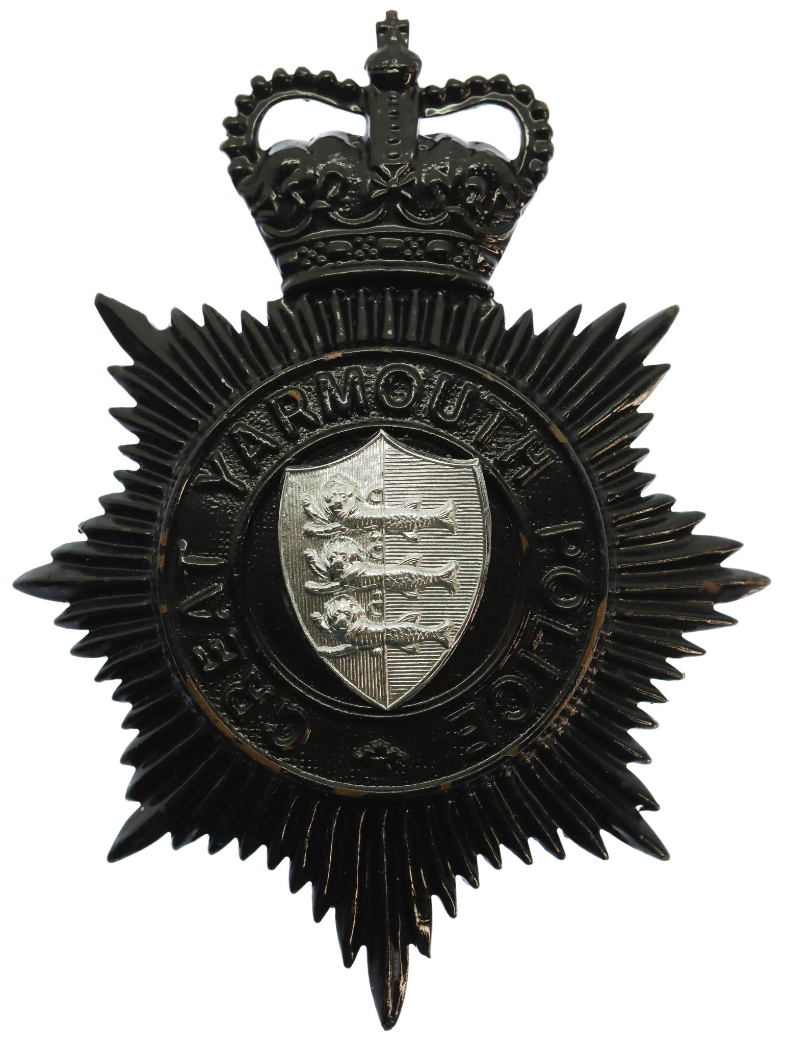 Great Yarmouth Borough Police Night Helmet Plate - Queen's Crown