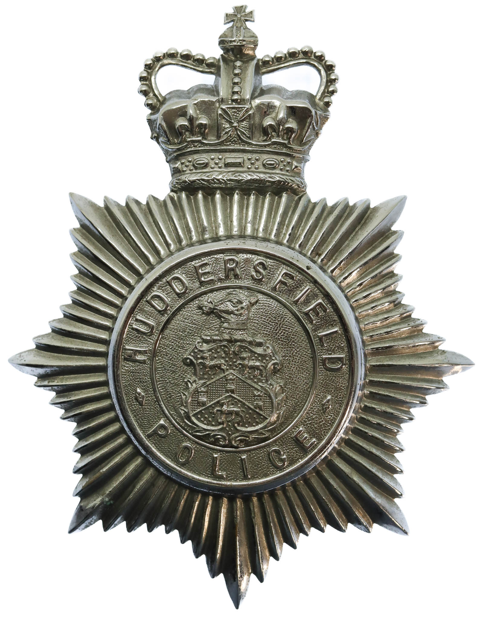 Huddersfield Police Helmet Plate - Queen's Crown