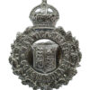 Warwickshire Constabulary Small Chrome Wreath Helmet Plate - King's Crown