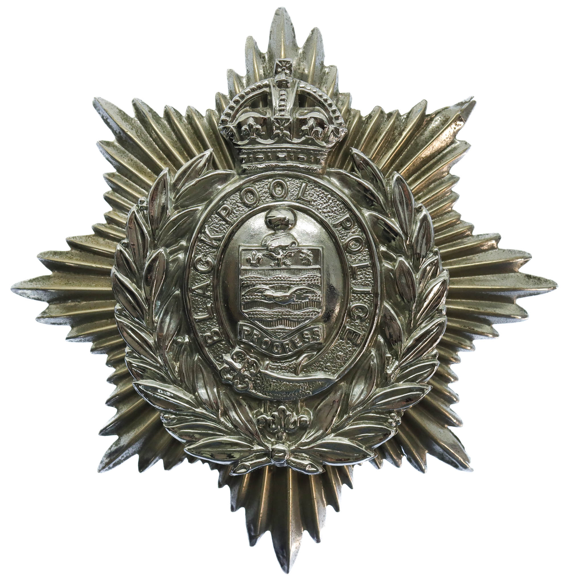 Blackpool Police Chrome Helmet Plate - King's Crown