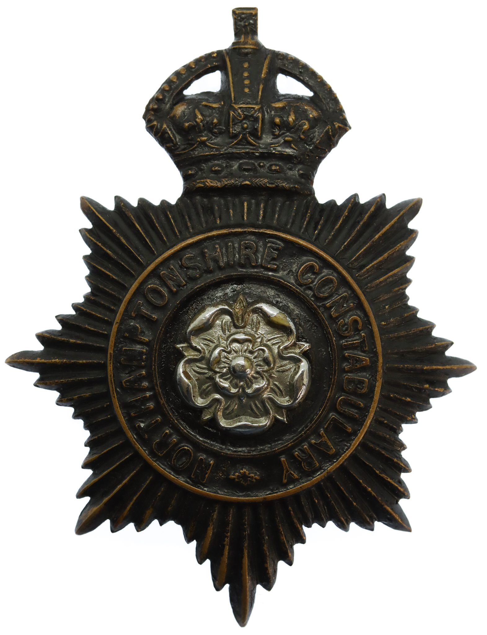 Northamptonshire Constabulary Black Helmet Plate - King's Crown