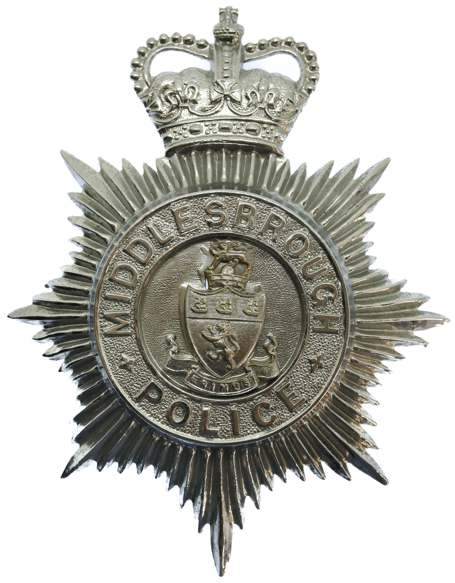 Middlesbrough Borough Police Helmet Plate - Queen's Crown