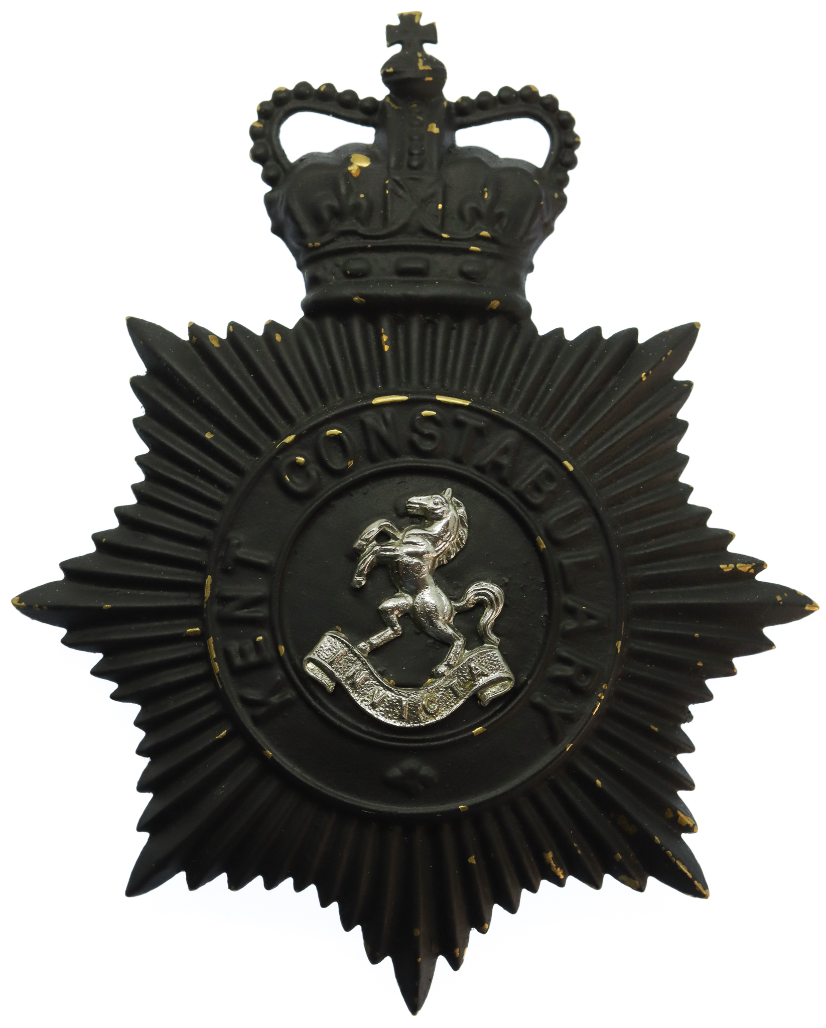 Kent Constabulary Night Helmet Plate - Queen's Crown
