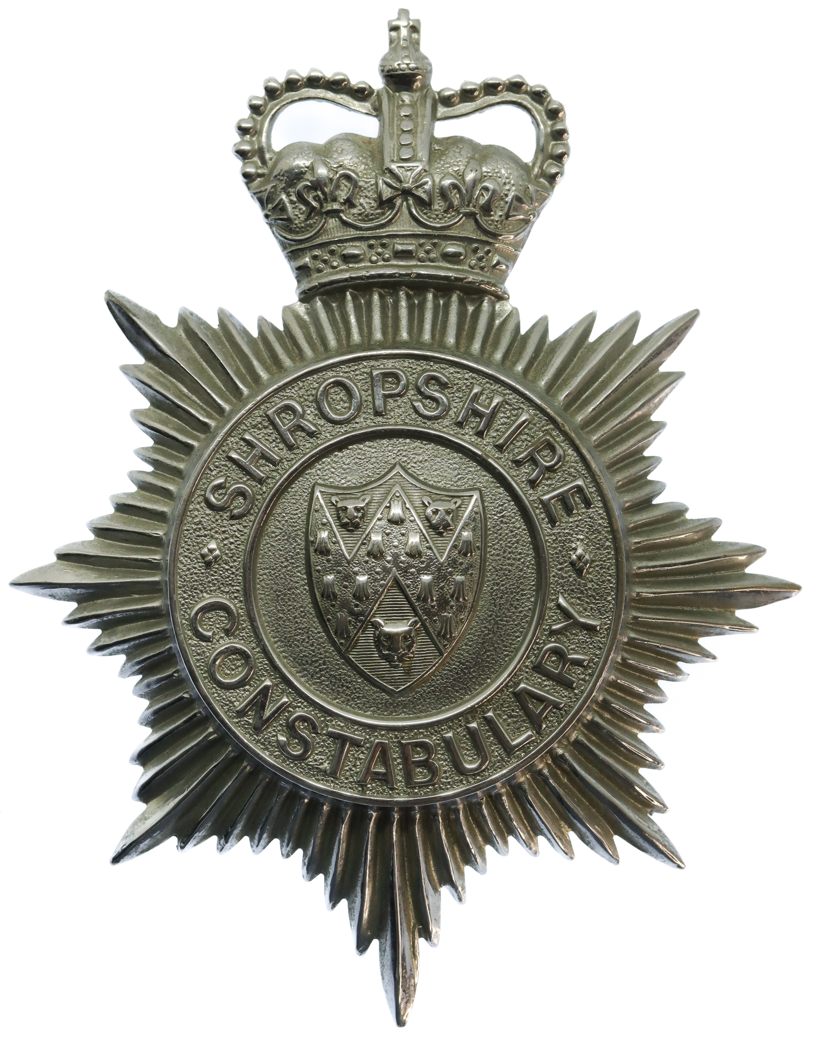 Shropshire Constabulary Helmet Plate - Queen's Crown