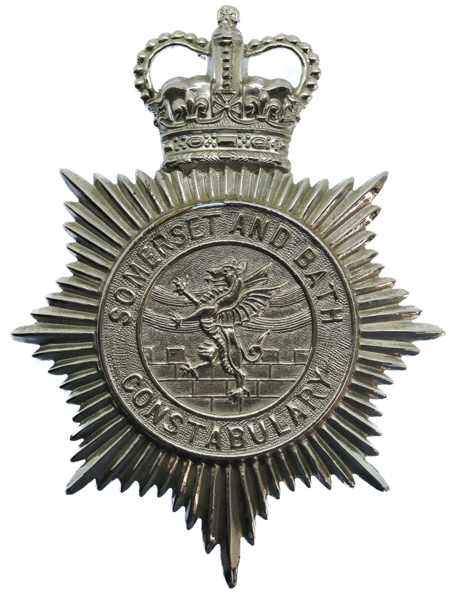 Somerset and Bath Constabulary Helmet Plate - Queen's Crown