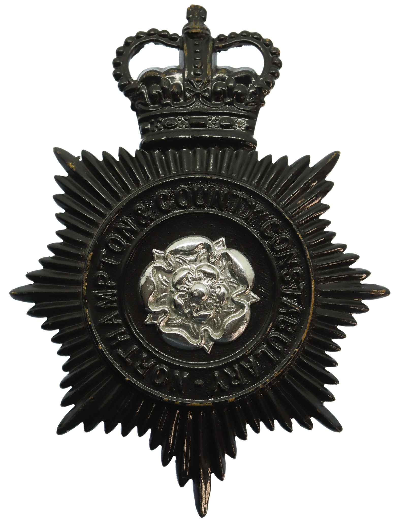 Northampton & County Constabulary Night Helmet Plate - Queen's Crown