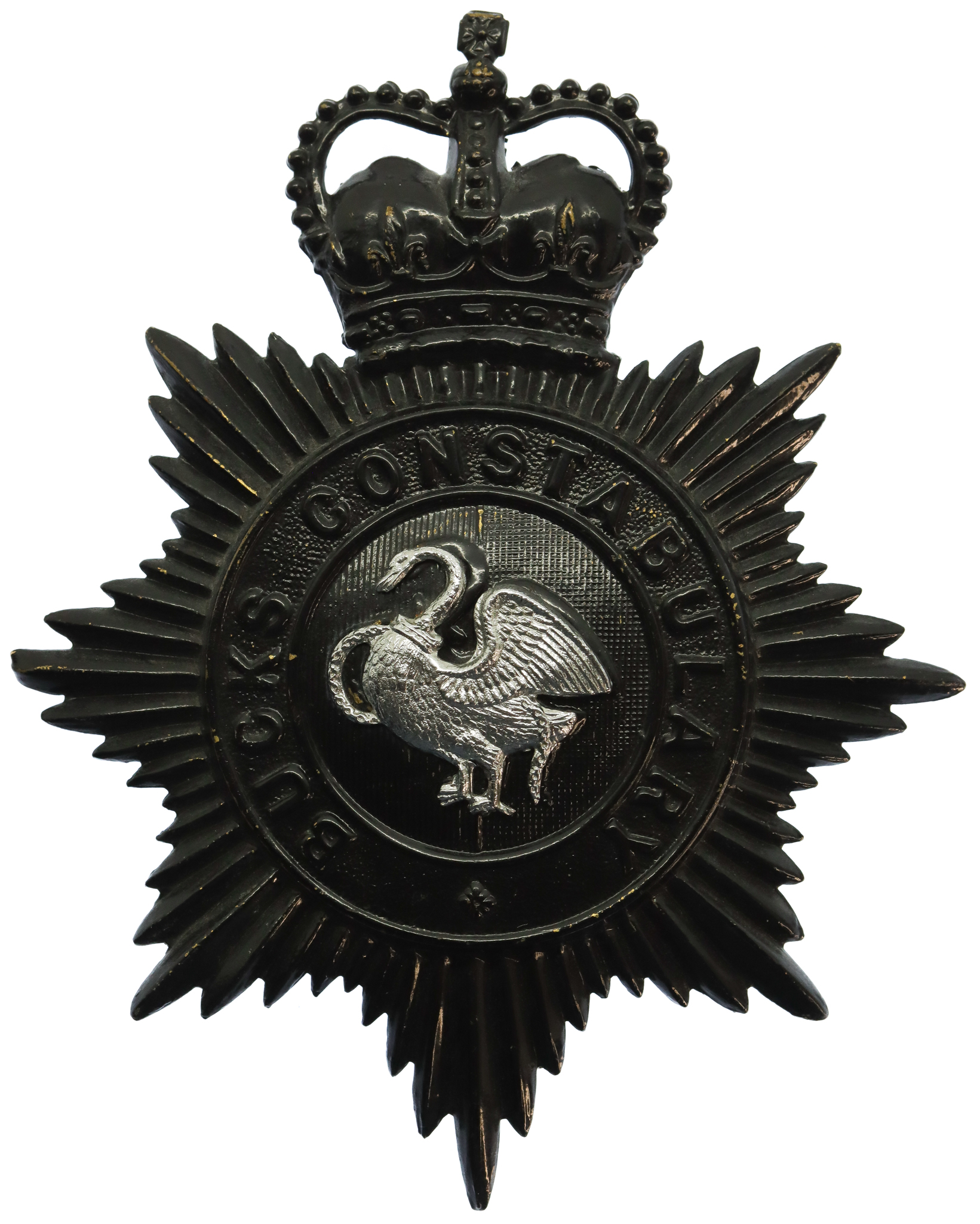 Buckinghamshire Constabulary Night Helmet Plate - Queen's Crown