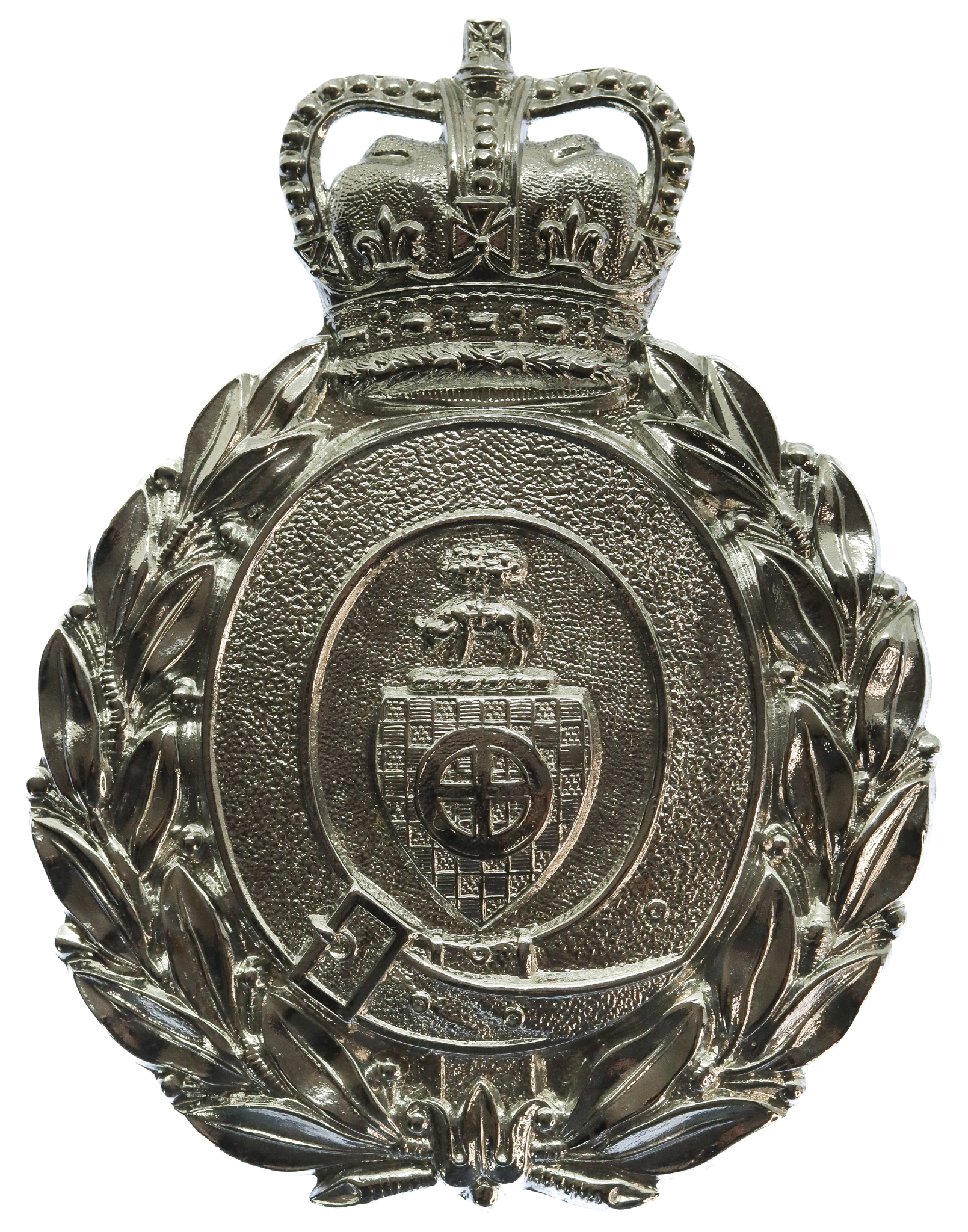 Dewsbury Borough Police Wreath Helmet Plate - Queen's Crown
