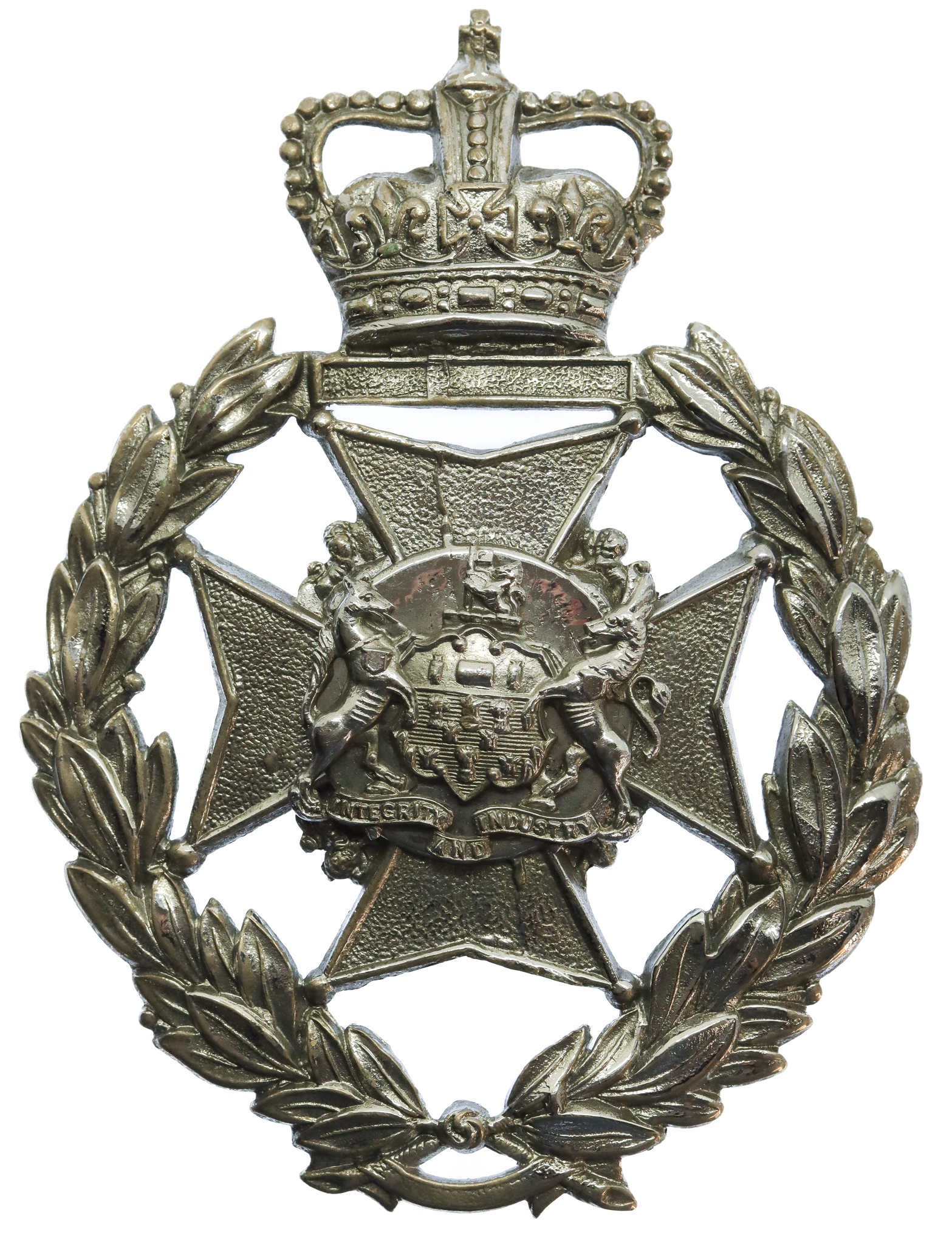Salford City Police Wreath Helmet Plate - Queen's Crown