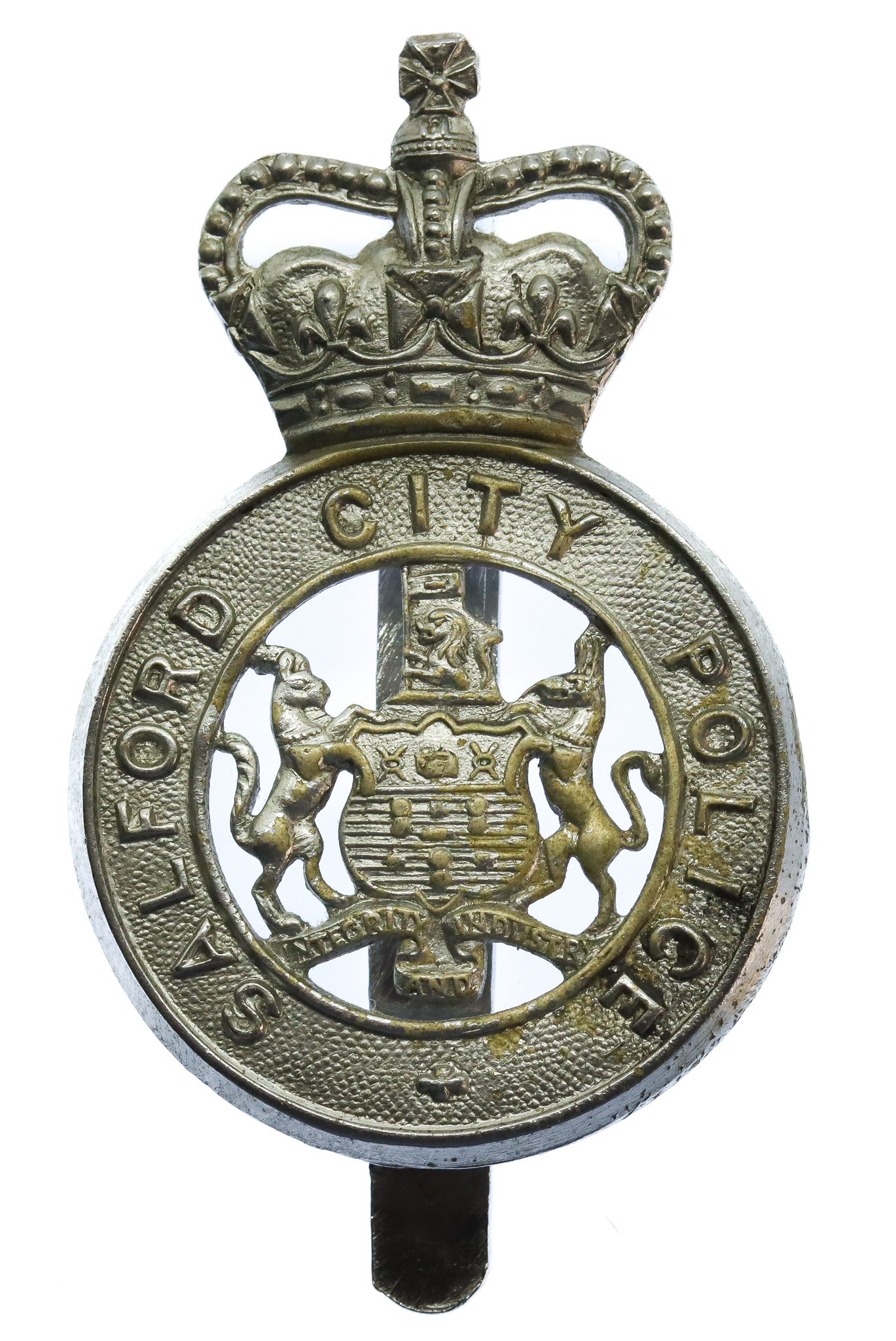 Salford City Police Cap Badge - Queen's Crown