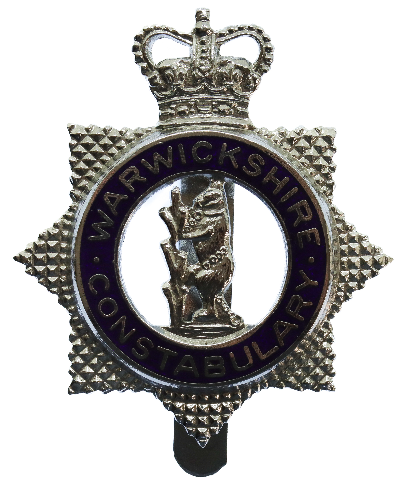 Warwickshire Constabulary Senior Officer's Enamelled Cap Badge - Queen's Crown