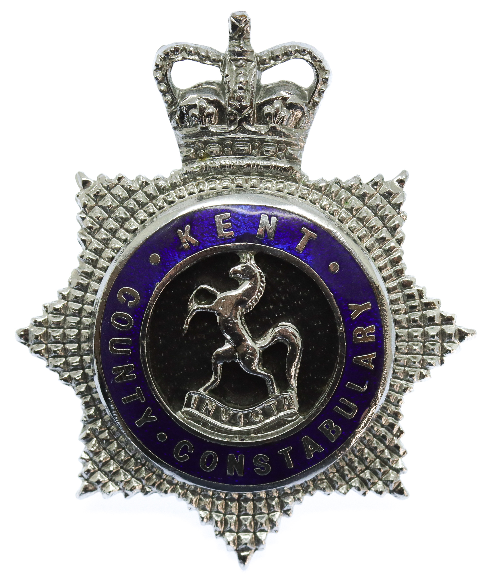 Kent County Constabulary Senior Officer's Enamelled Cap Badge - Queen's Crown