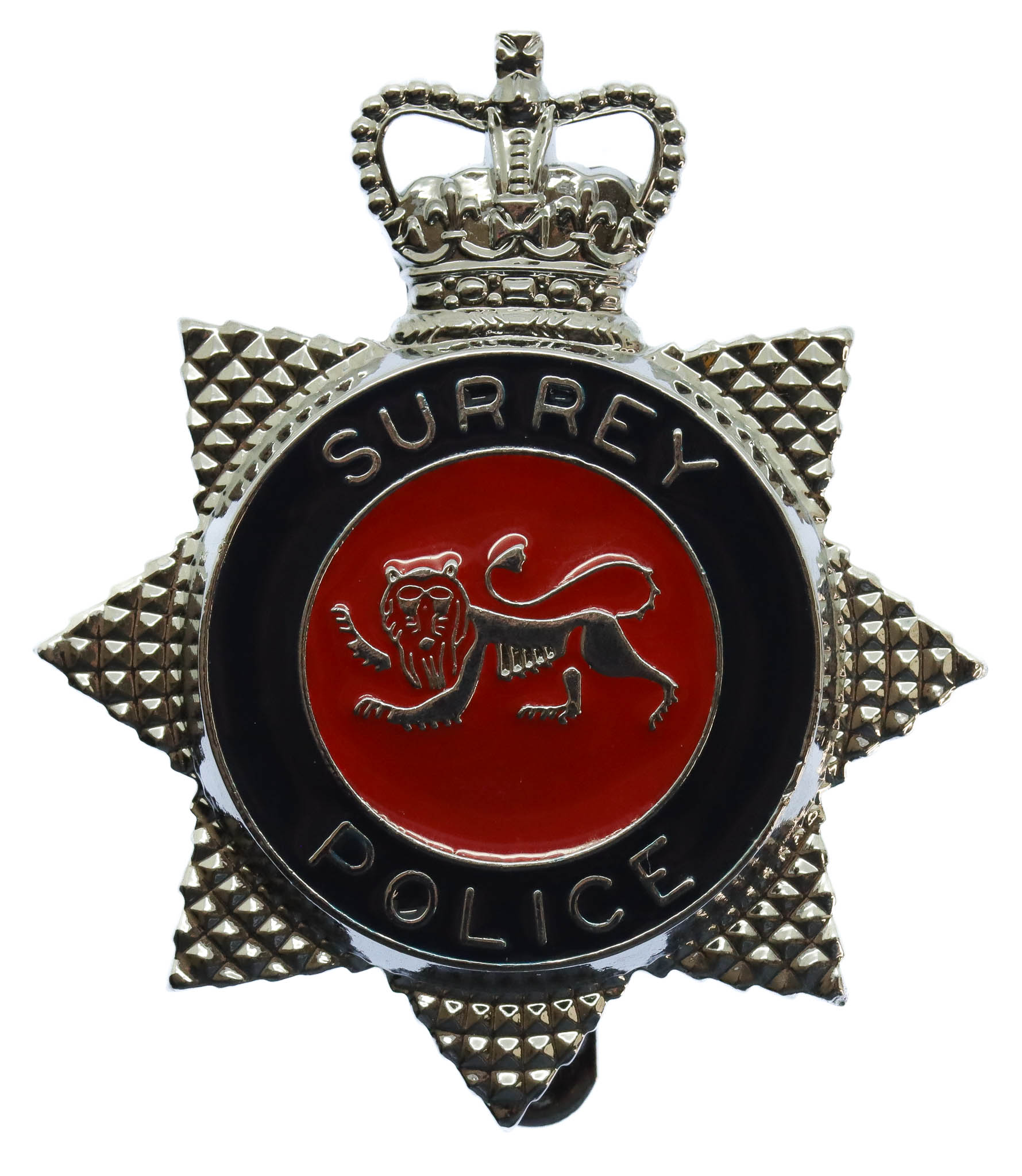 Surrey Police Enamelled Star Cap Badge - Queen's Crown