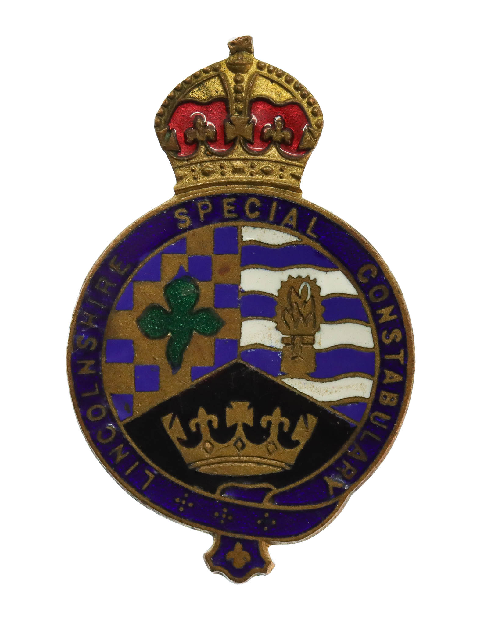 Lincolnshire Special Constabulary Enamelled Lapel Badge - King's Crown