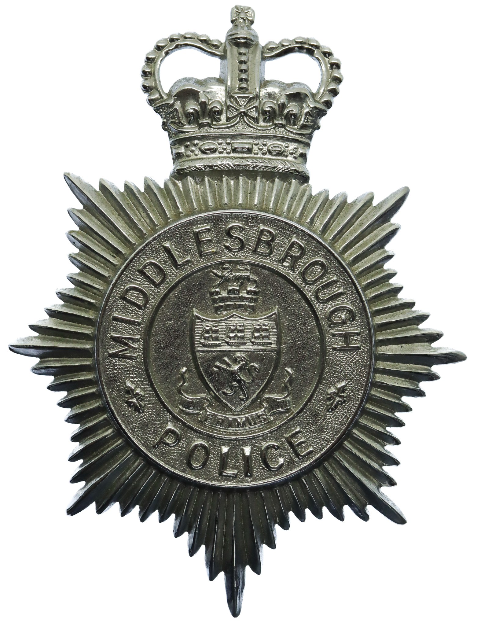 Middlesbrough Borough Police Helmet Plate - Queen's Crown