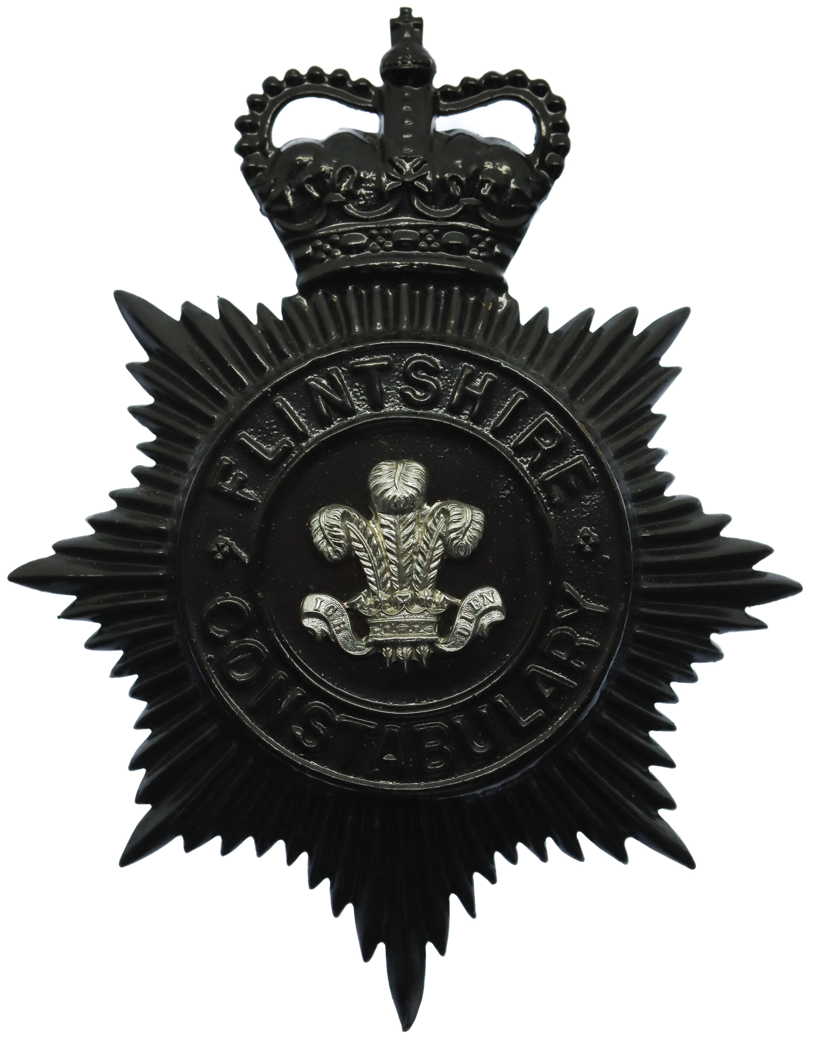 Flintshire Constabulary Night Helmet Plate - Queen's Crown