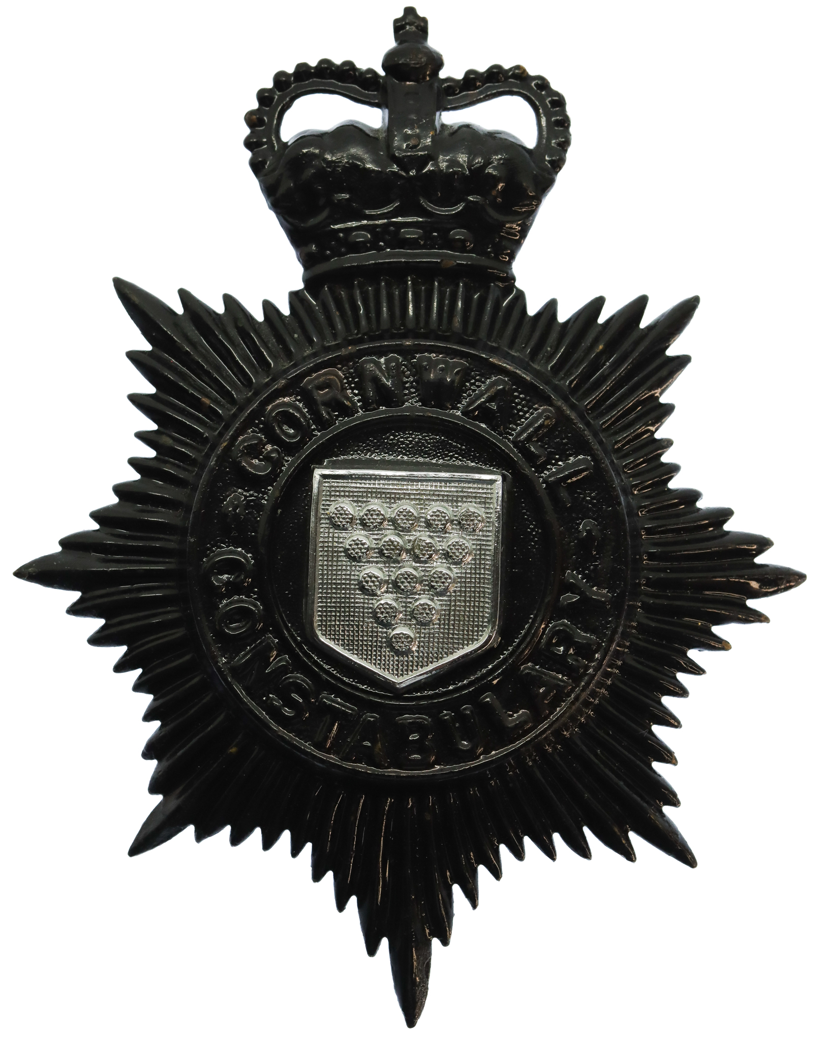 Cornwall Constabulary Night Helmet Plate - Queen's Crown