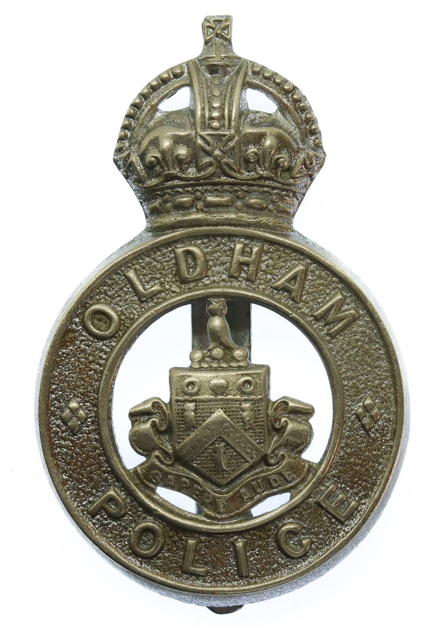 Oldham Borough Police Cap Badge - King's Crown