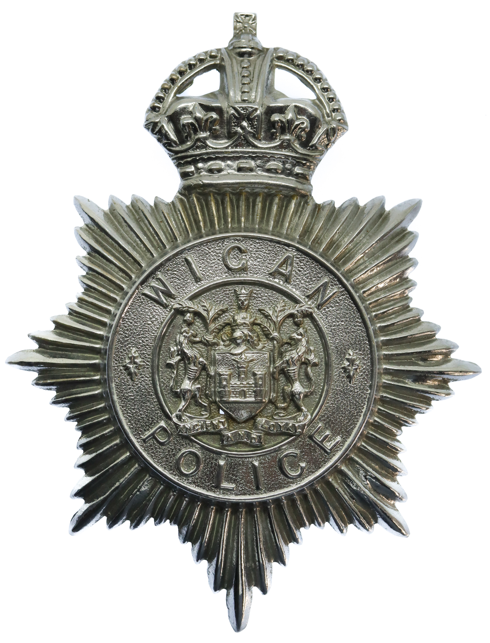 Wigan Borough Police Helmet Plate - King's Crown