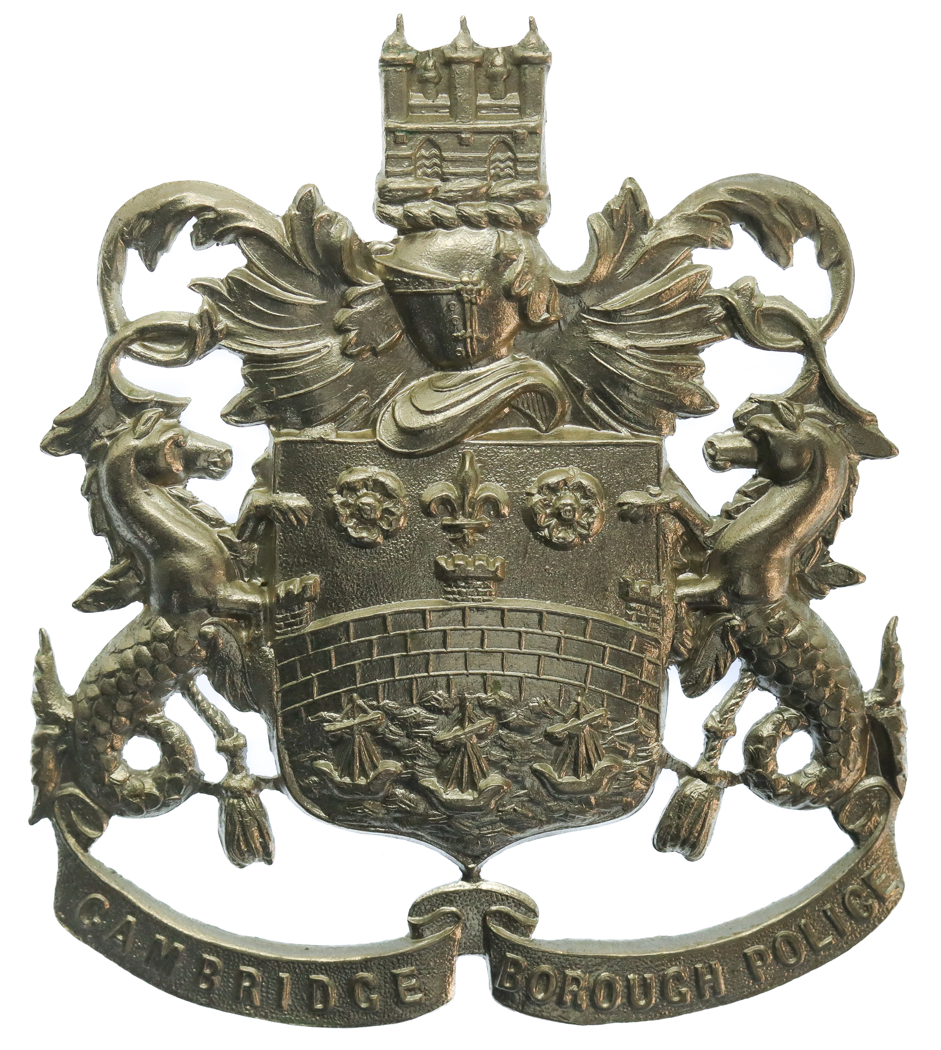 Cambridge Borough Police Coat of Arms Helmet Plate