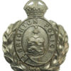 Brighton Borough Police White Metal Wreath Helmet Plate - King's Crown