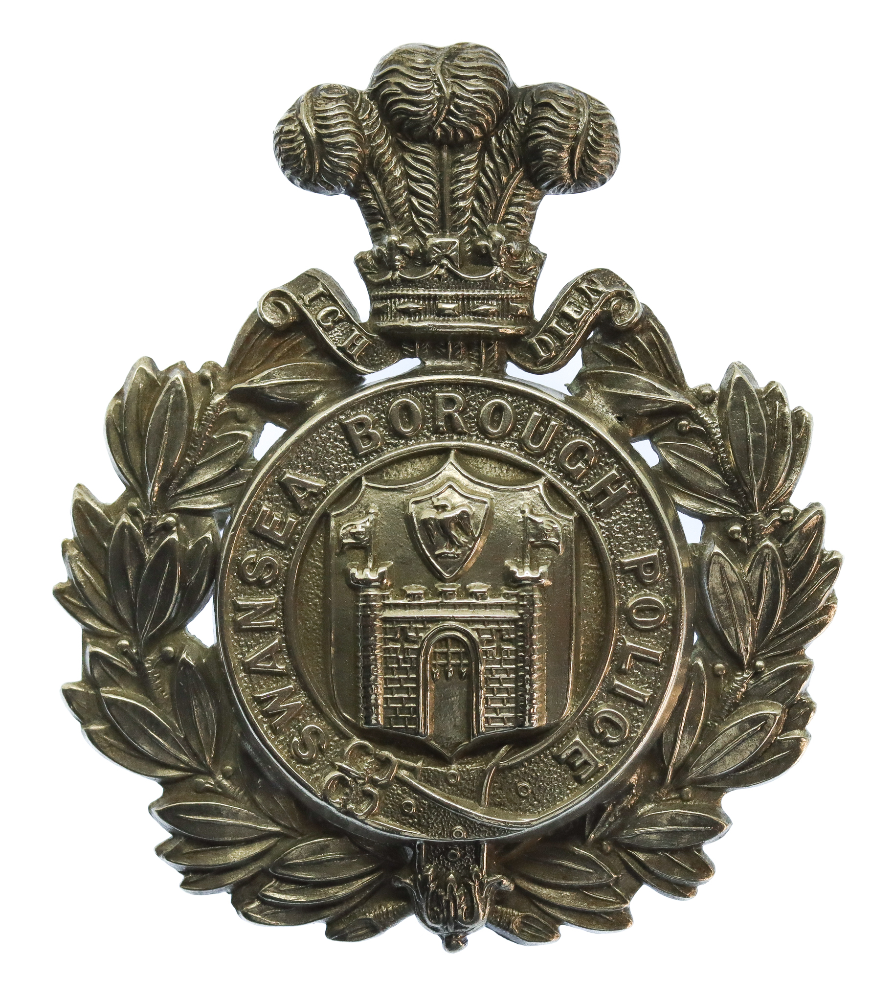 Swansea Borough Police Small Wreath Helmet Plate/Kepi Badge