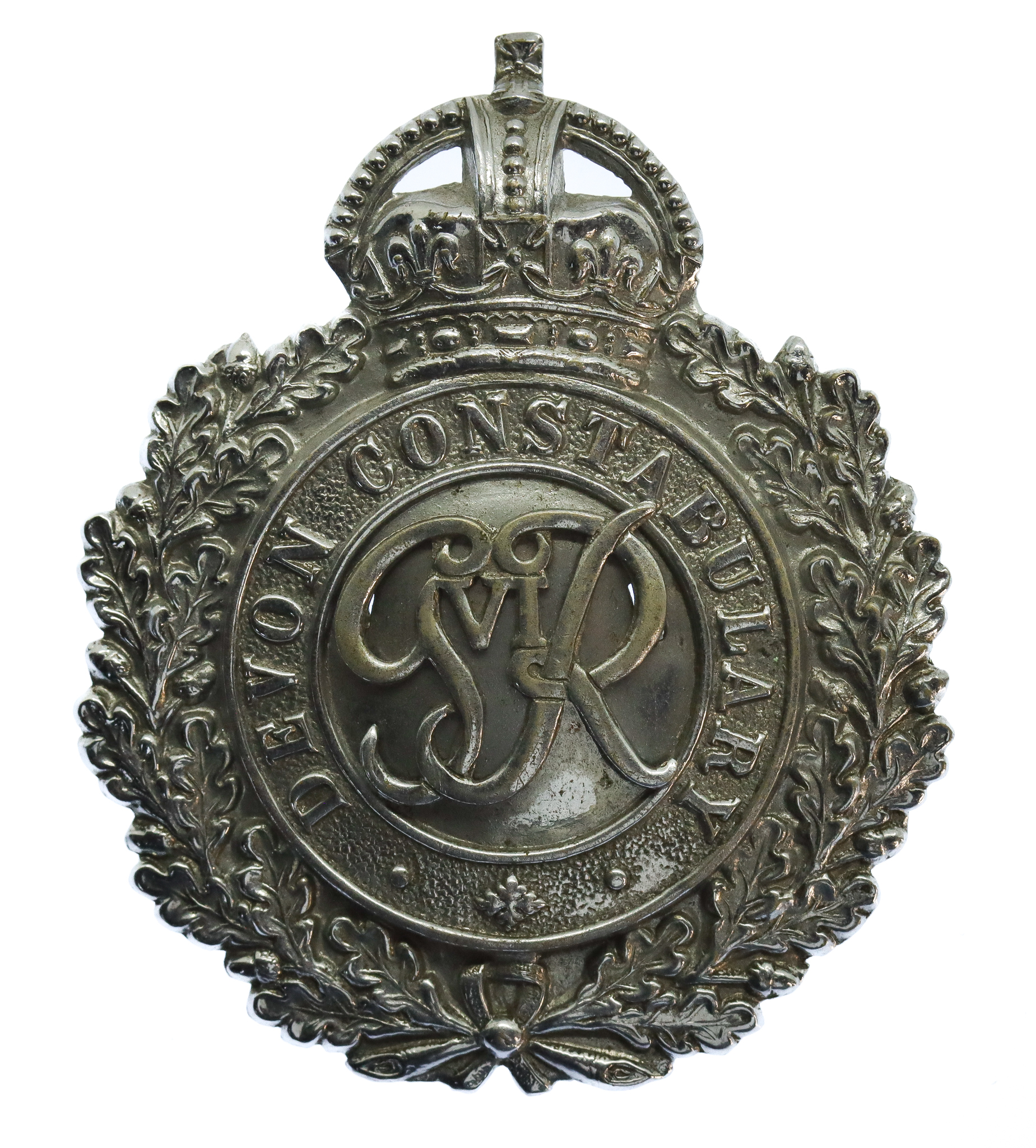 George VI Devon Constabulary Wreath Helmet Plate