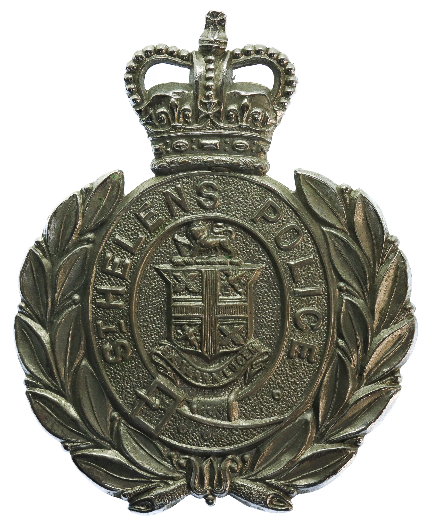 St Helen's Police Wreath Helmet Plate - Queen's Crown