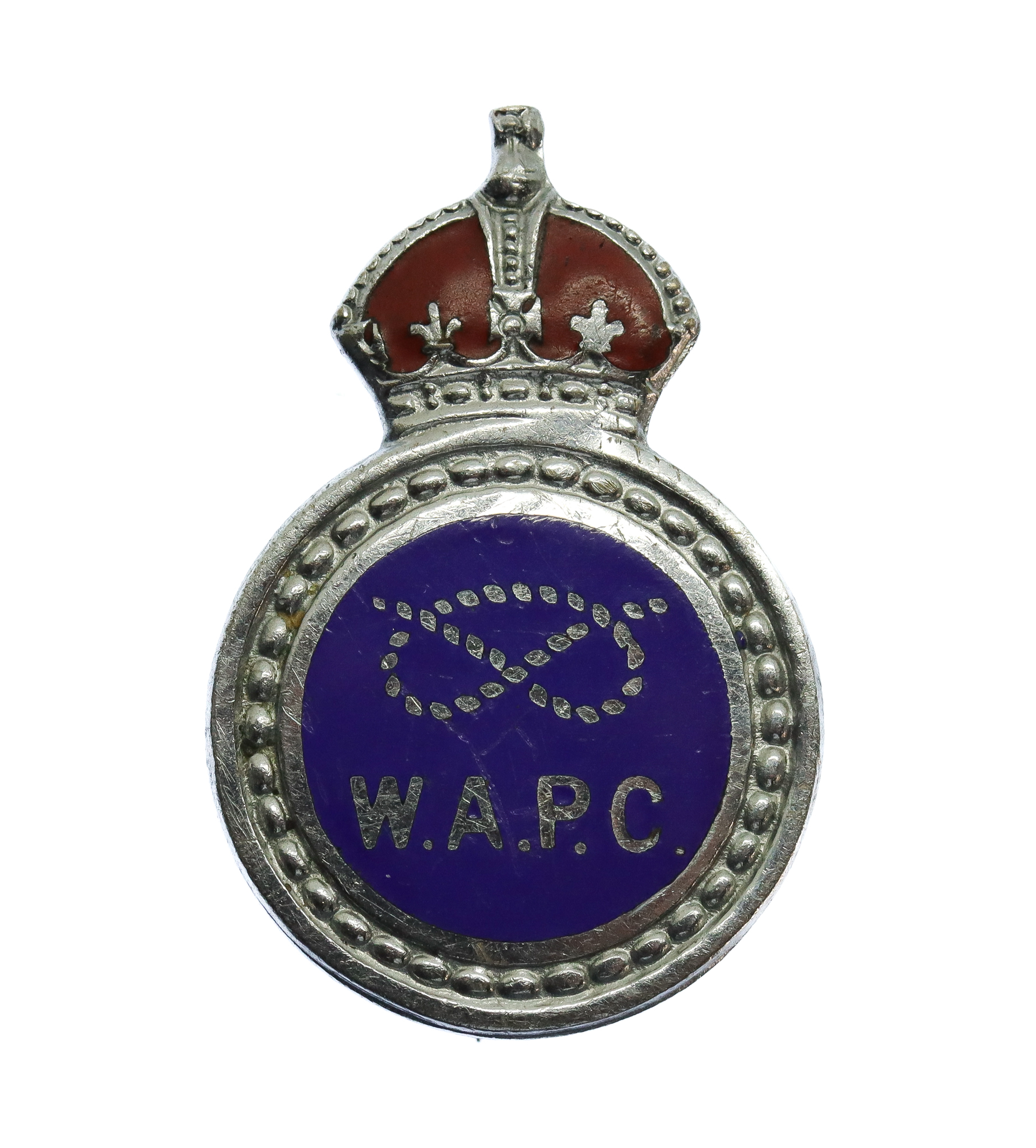 Staffordshire Constabulary Women's Auxiliary Police Corps (W.A.P.C.) Enamelled Lapel Badge - King's Crown
