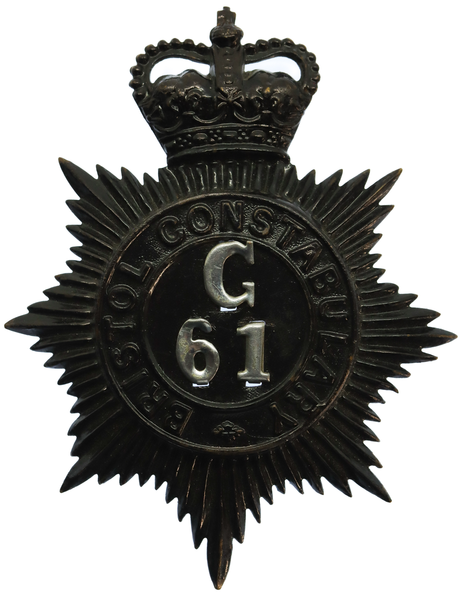 Bristol Constabulary Night Helmet Plate (G61) - Queen's Crown