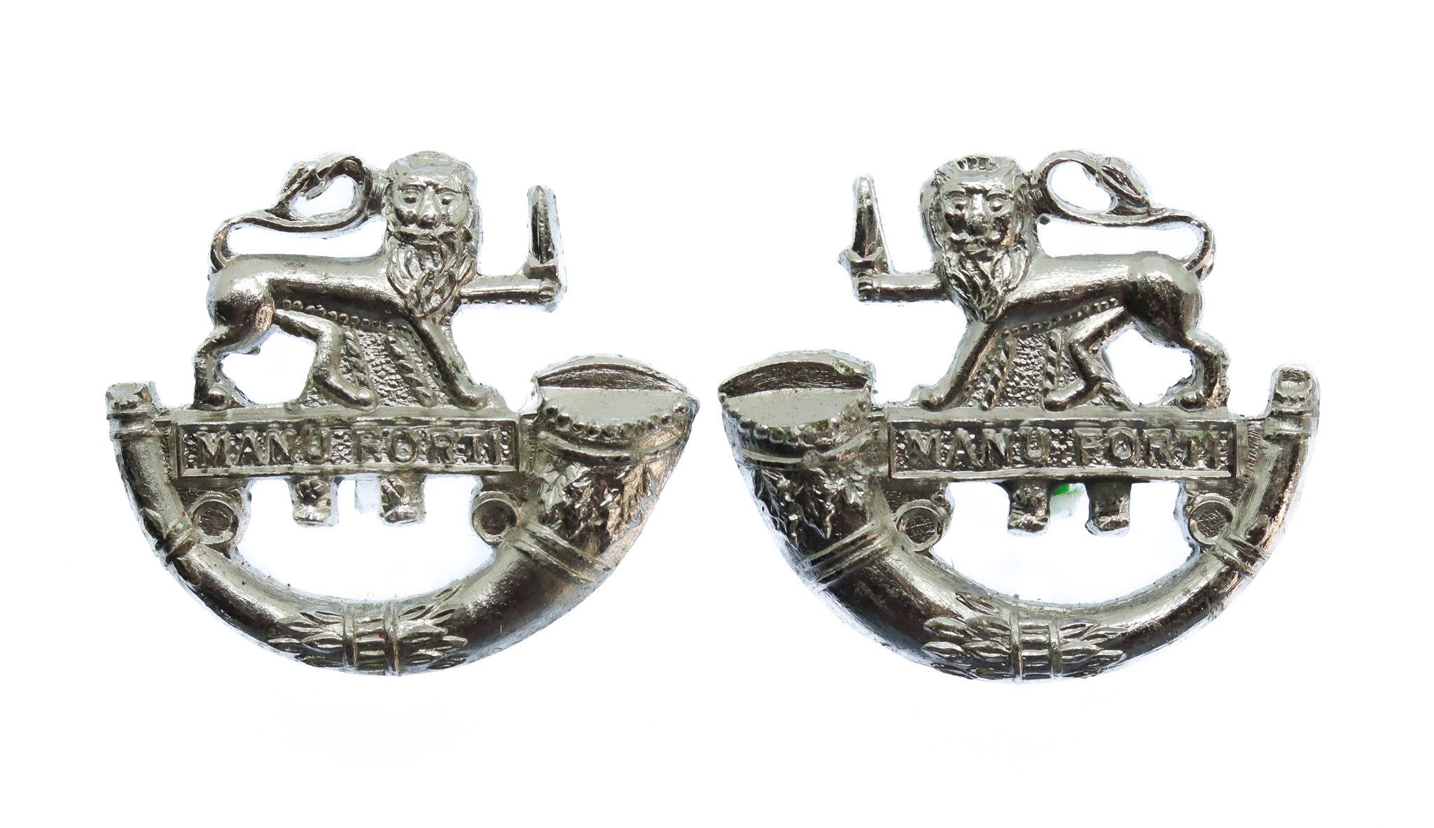 Pair of Herefordshire Light Infantry Anodised (Staybrite) Collar Badges