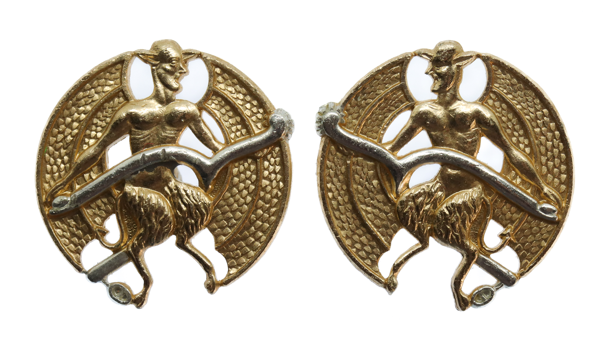Pair of Inns of Court & City Yeomanry Anodised (Staybrite) Collar Badges