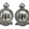 Pair of Northumberland Hussars Chrome Collar Badges - King's Crown