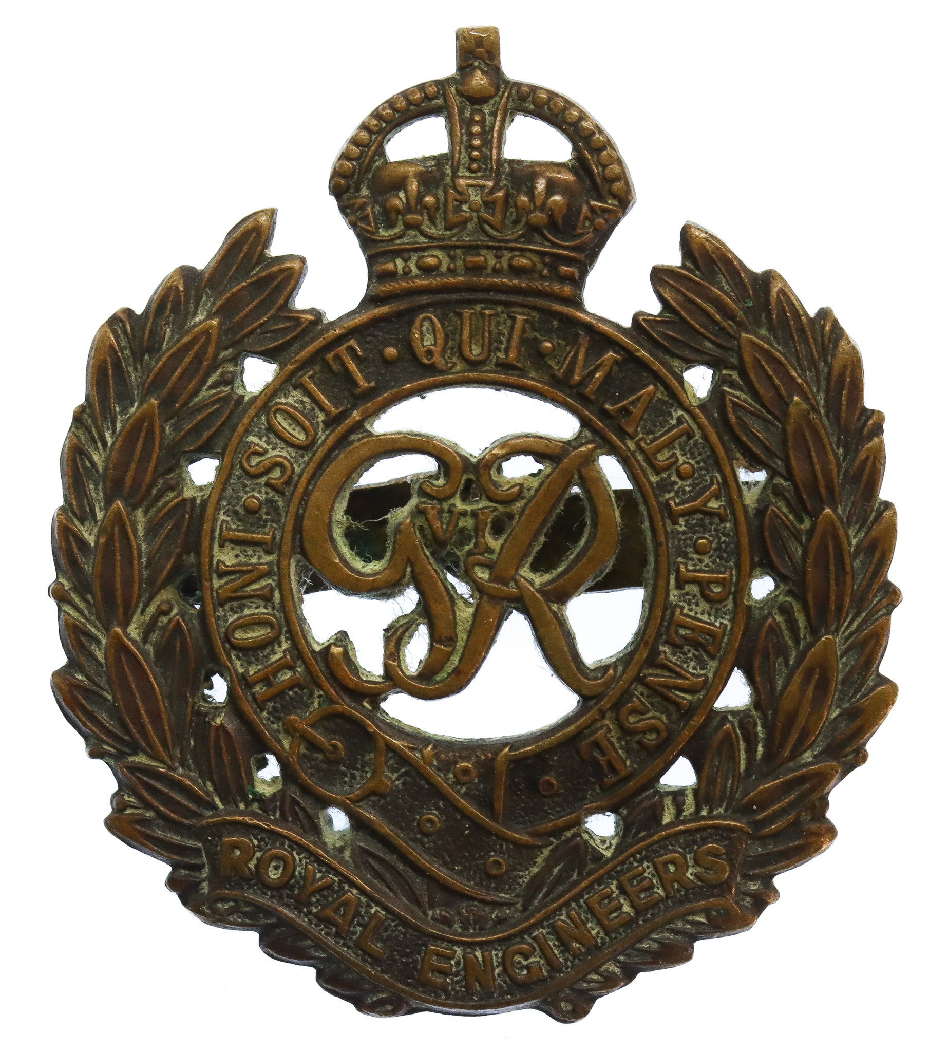 George VI Royal Engineers Officer's Service Dress Cap Badge