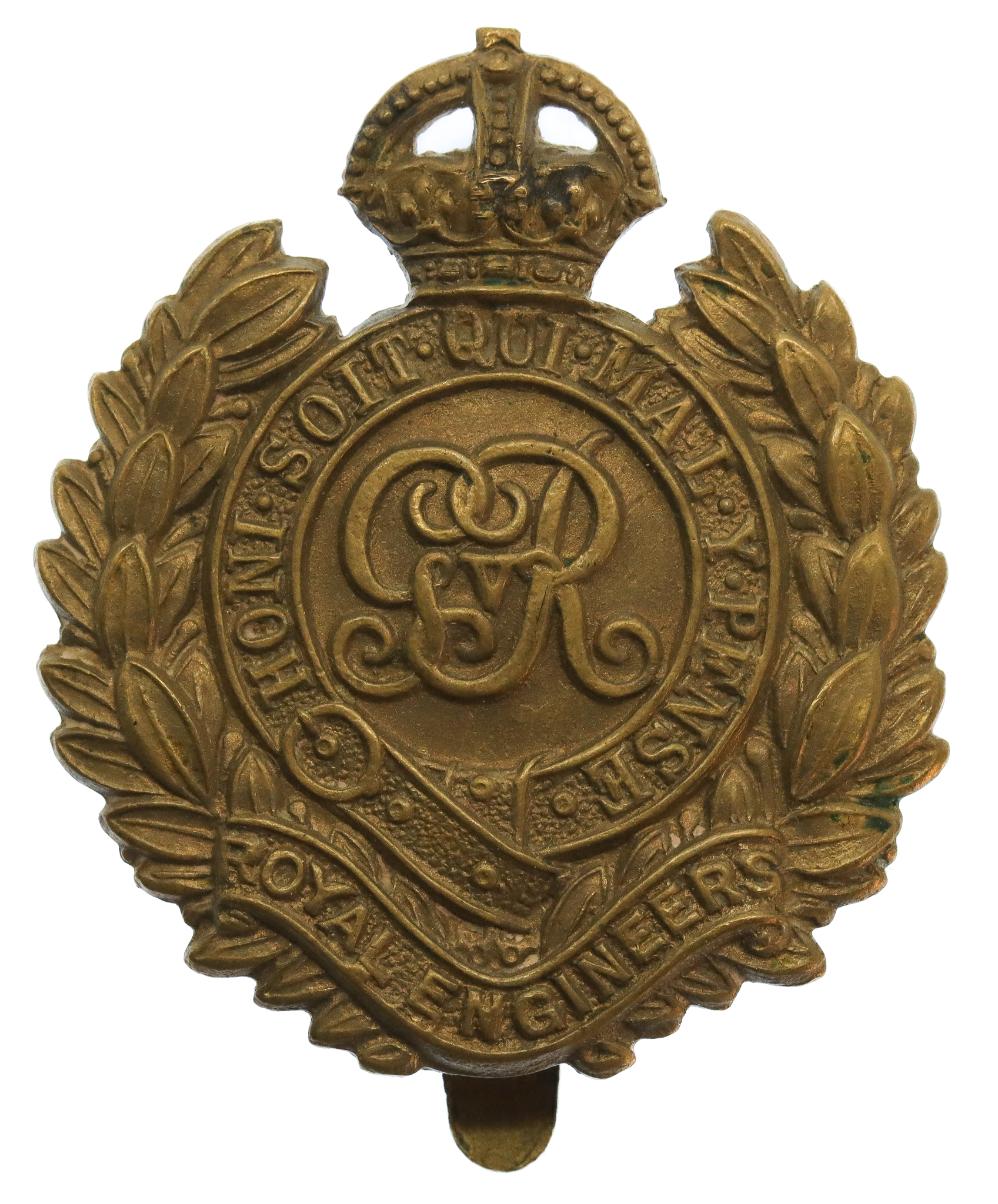 George V Royal Engineers WW1 Economy Cap Badge (Non Voided Centre)