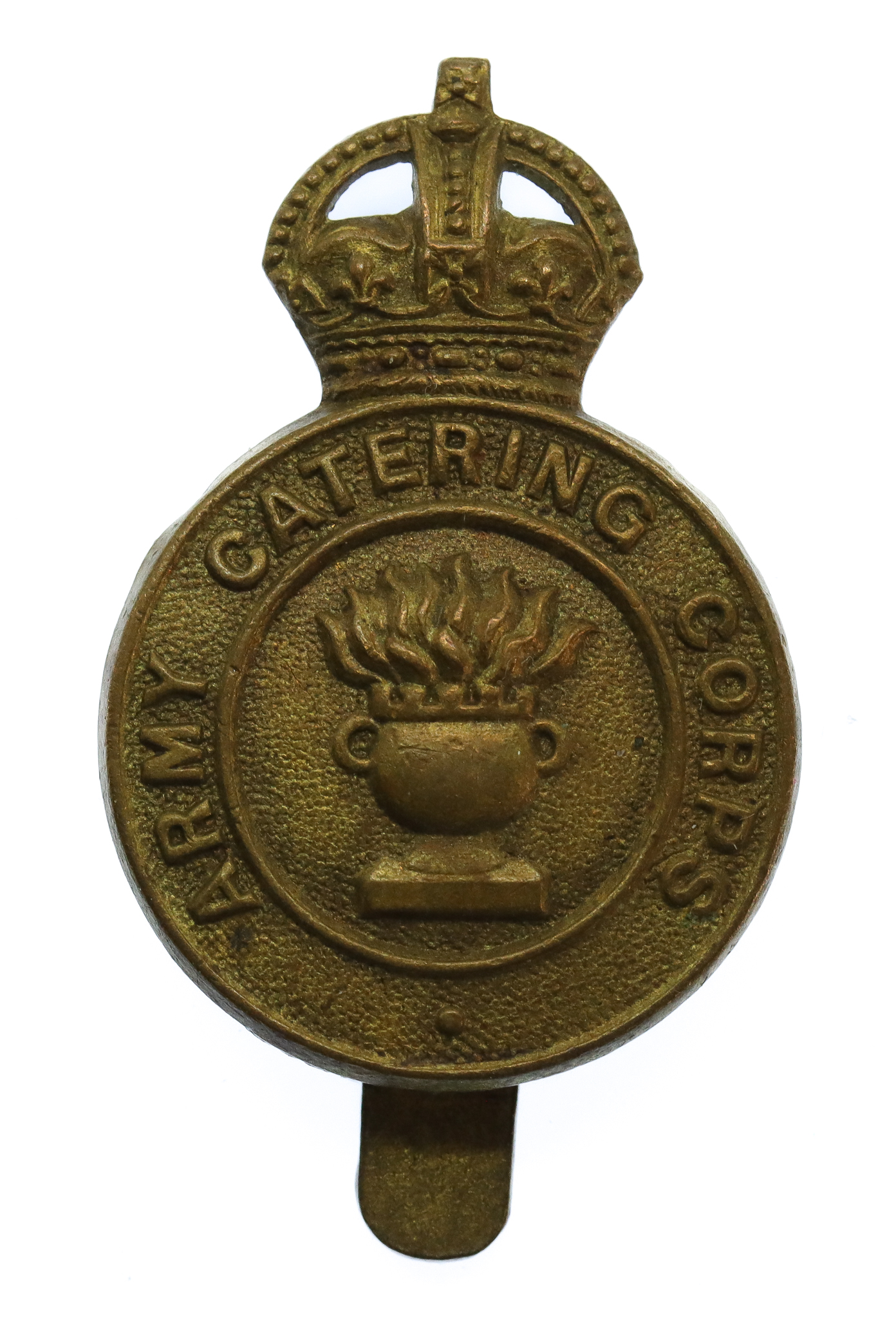 Army Catering Corps Brass Cap Badge - King's Crown