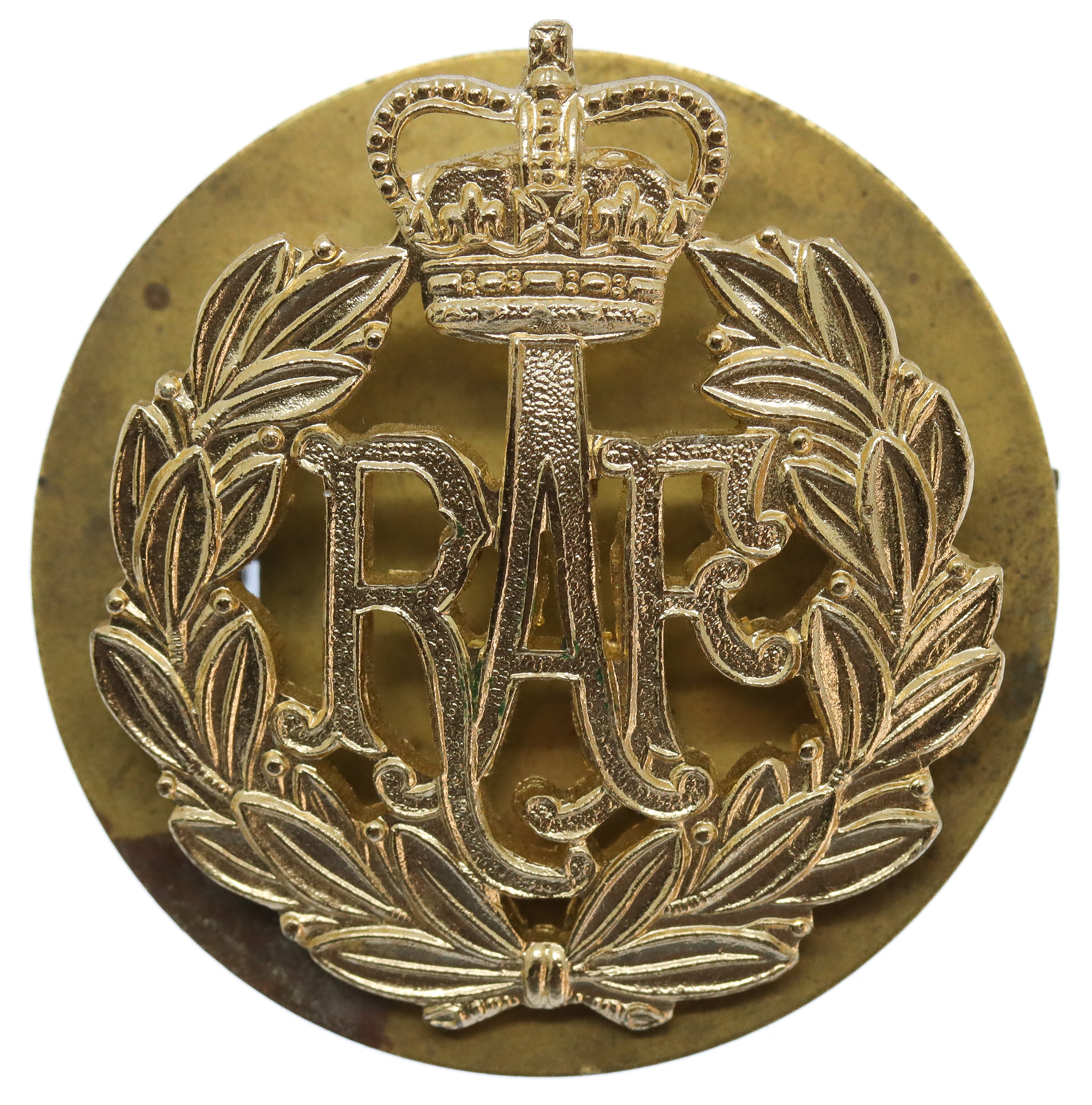 Royal Air Force (R.A.F.) Anodised (Staybrite) Cap Badge - Queen's Crown