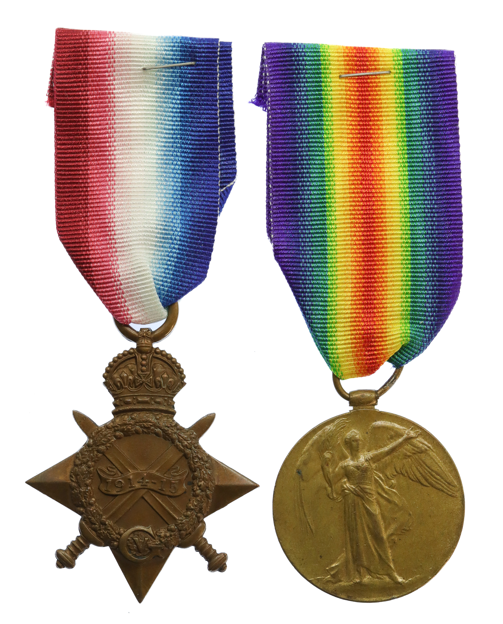 WW1 1914-15 Star & Victory Medal - Pte. F. Simpson, 2nd Bn. East Yorkshire Regiment - Wounded