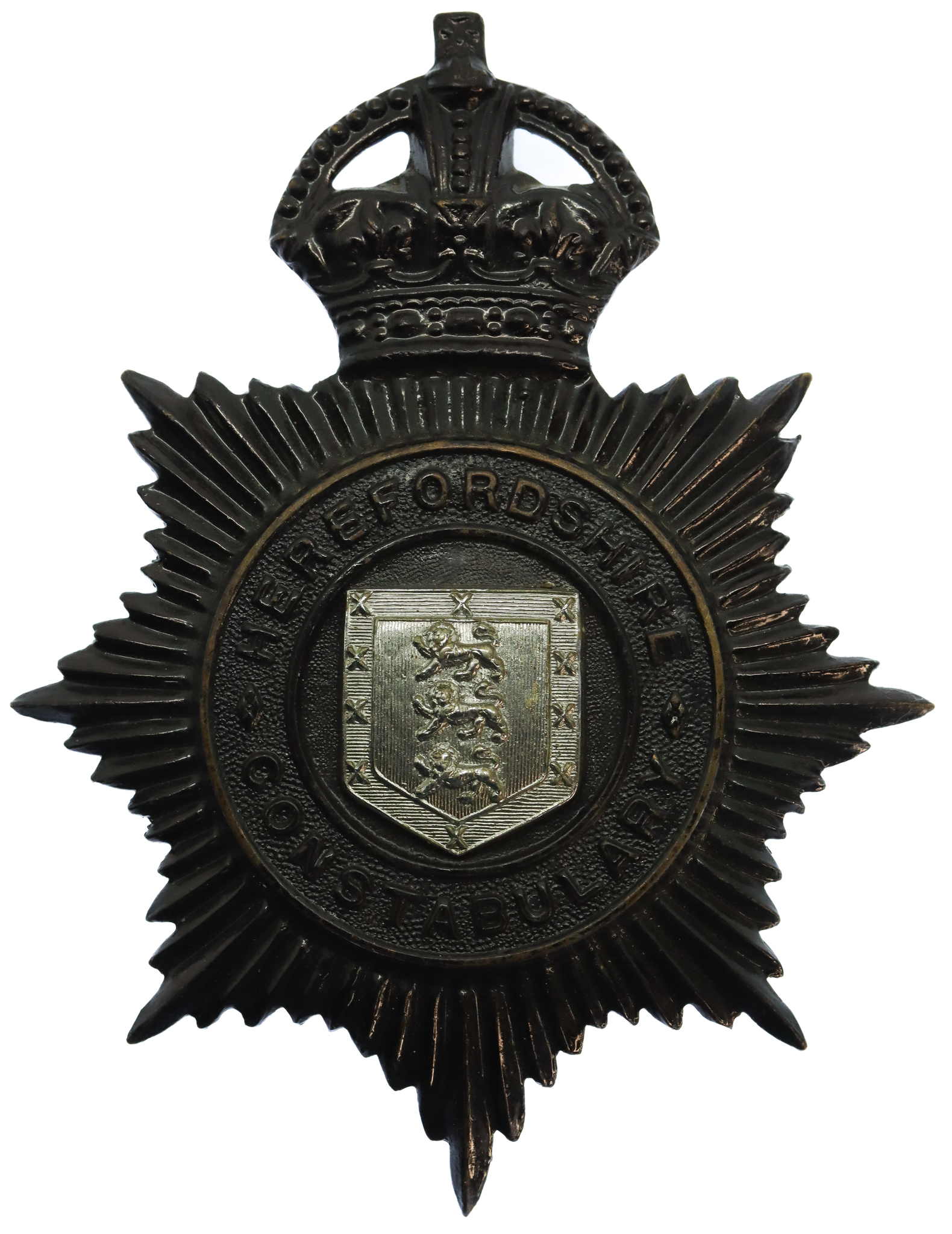 Herefordshire Constabulary Night Helmet Plate - King's Crown