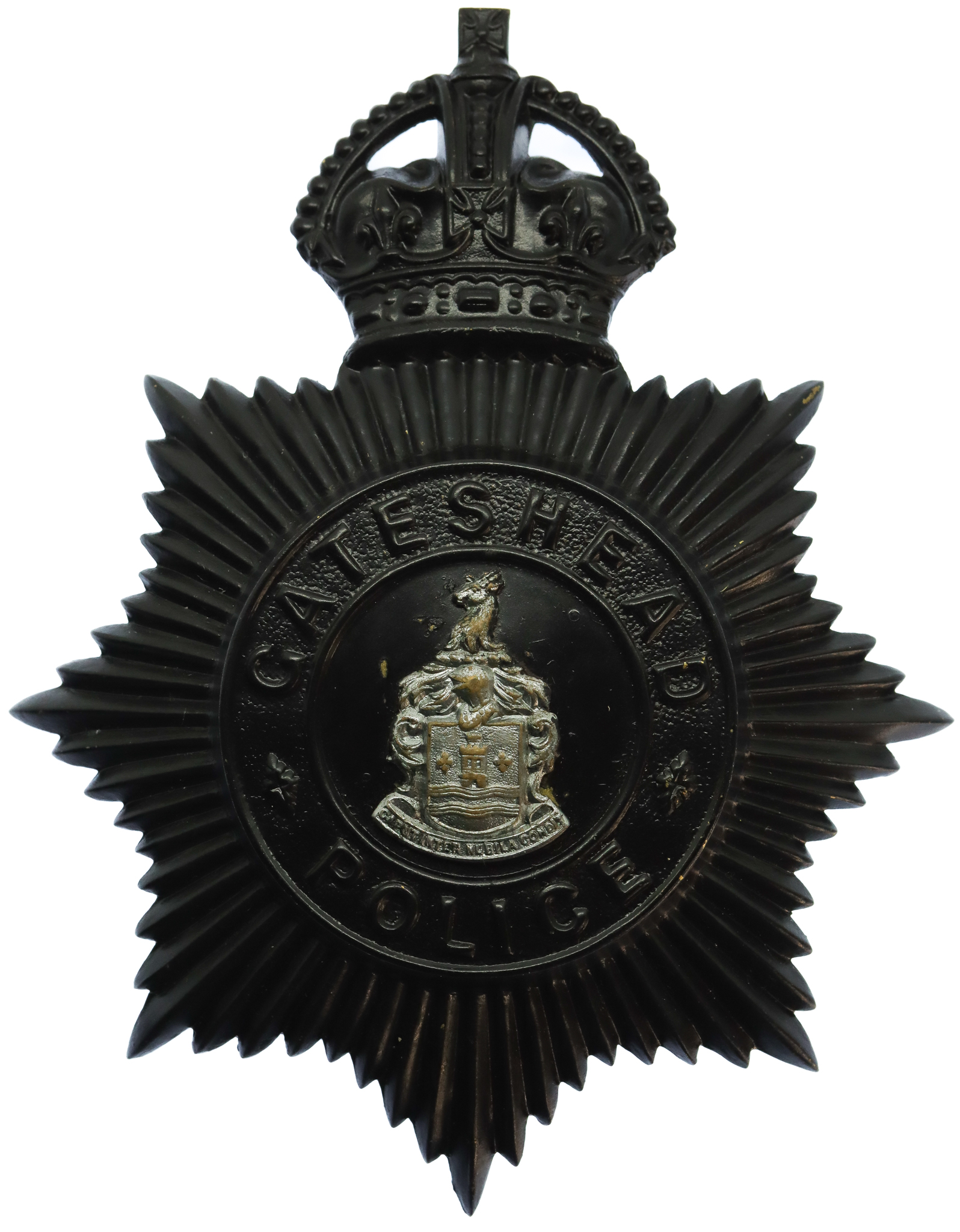 Gateshead Borough Police Night Helmet Plate - King's Crown