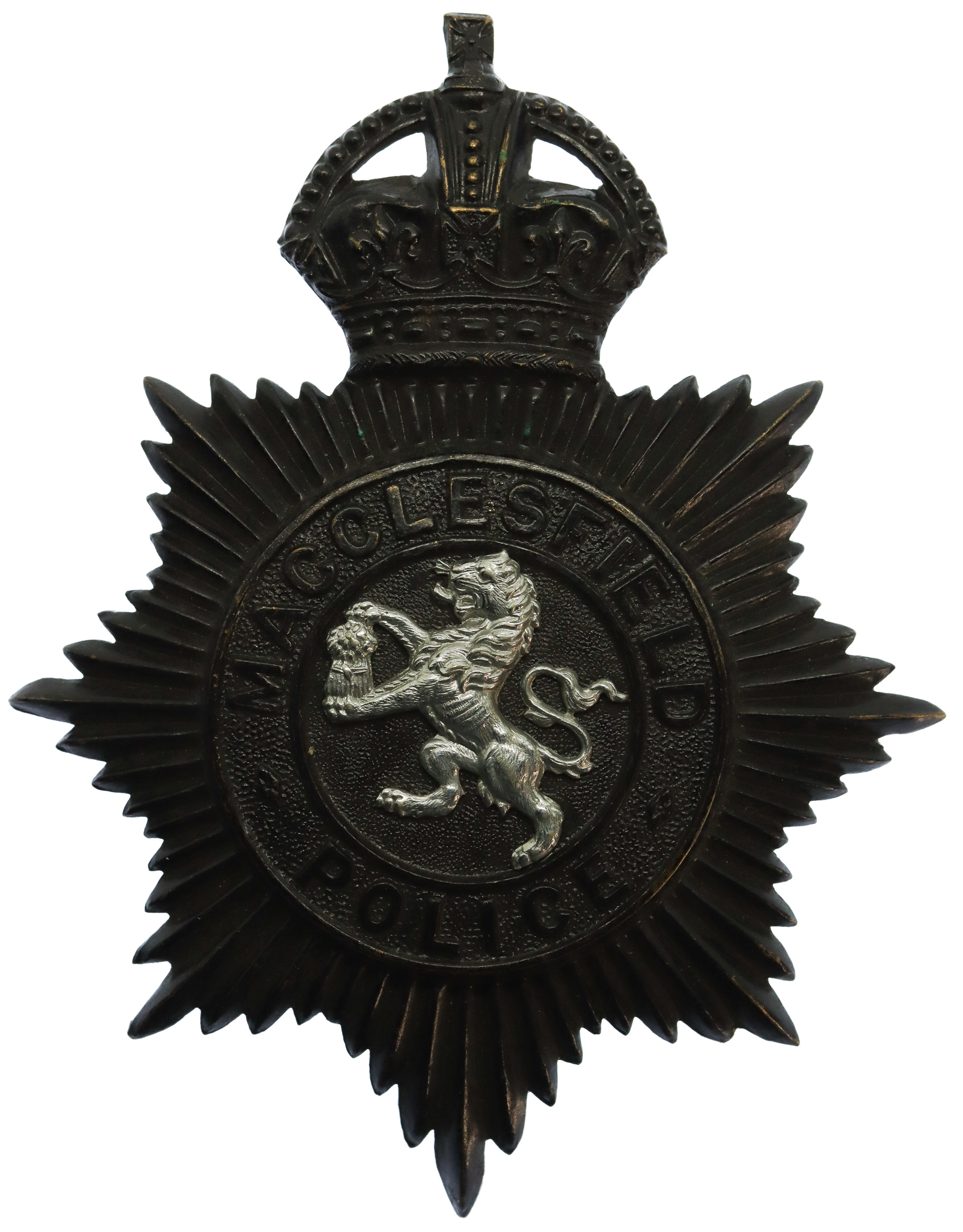 Macclesfield Borough Police Night Helmet Plate - King's Crown